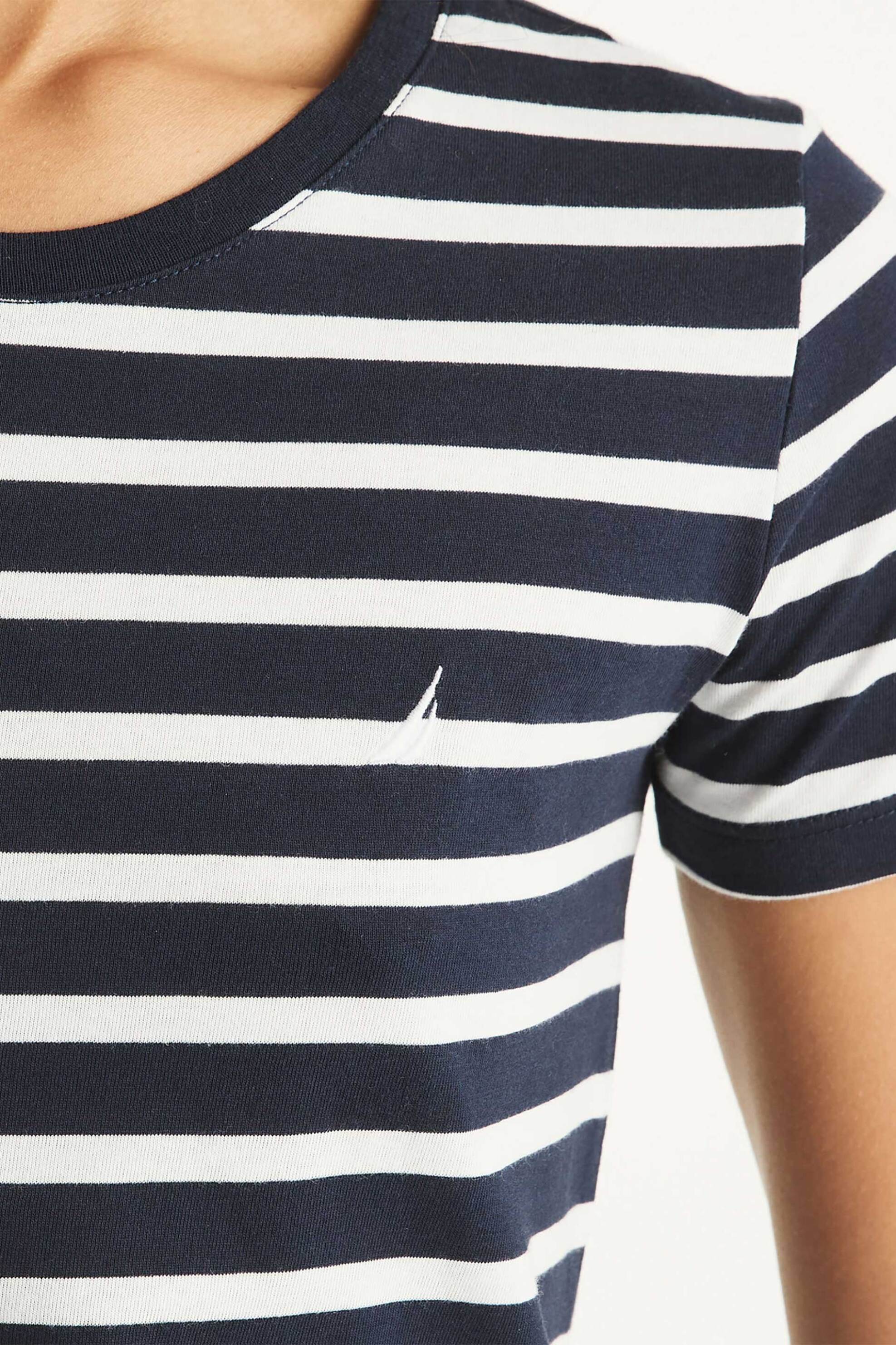 NAUTICA Nautica γυναικείο T-shirt με ριγέ σχέδιο και κεντημένο λογότυπο Classic Fit - 37V010 Μπλε Σκούρο - 2