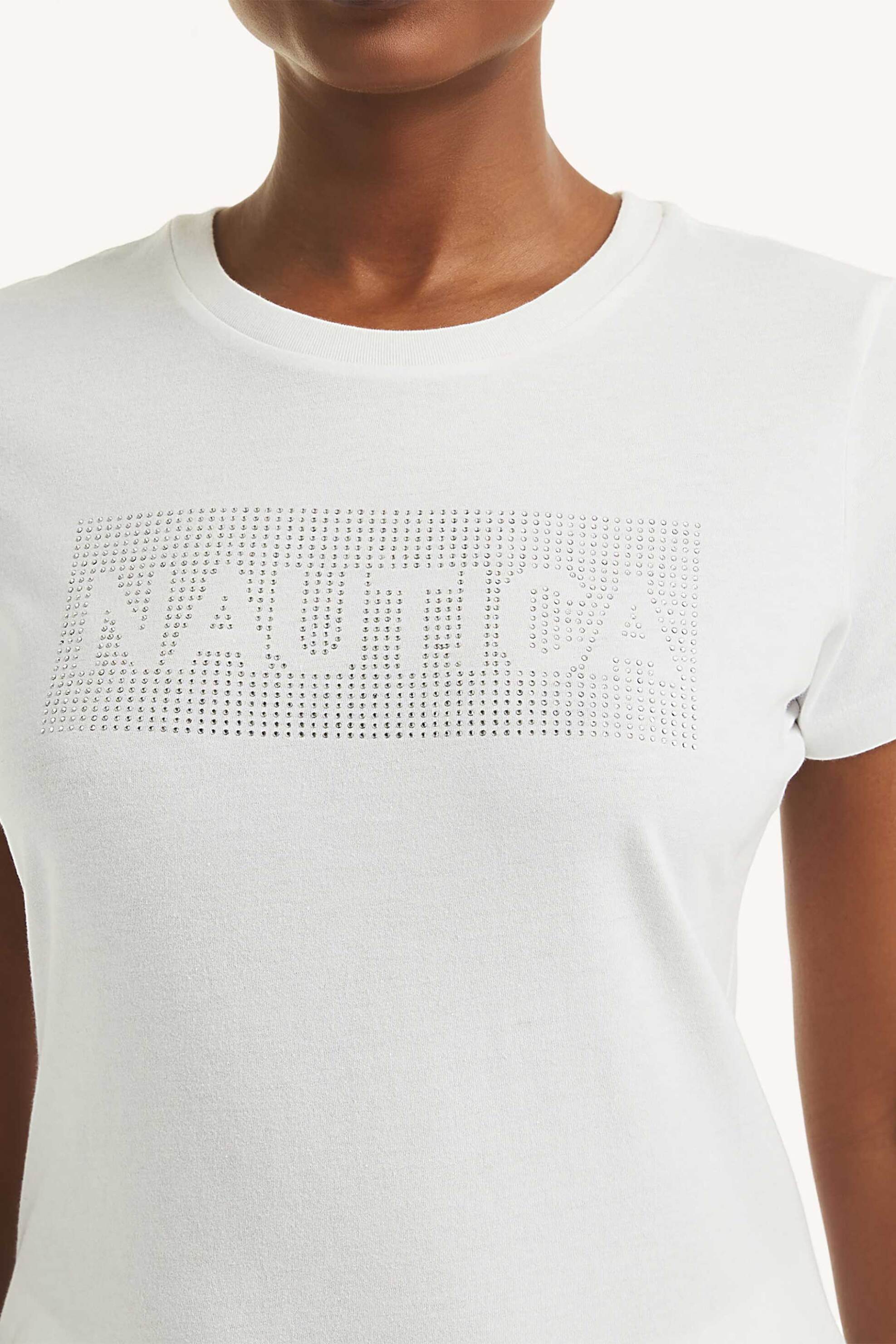 NAUTICA Nautica γυναικείο T-shirt με λογότυπο από στρας Classic Fit - 38V107 Λευκό - 2