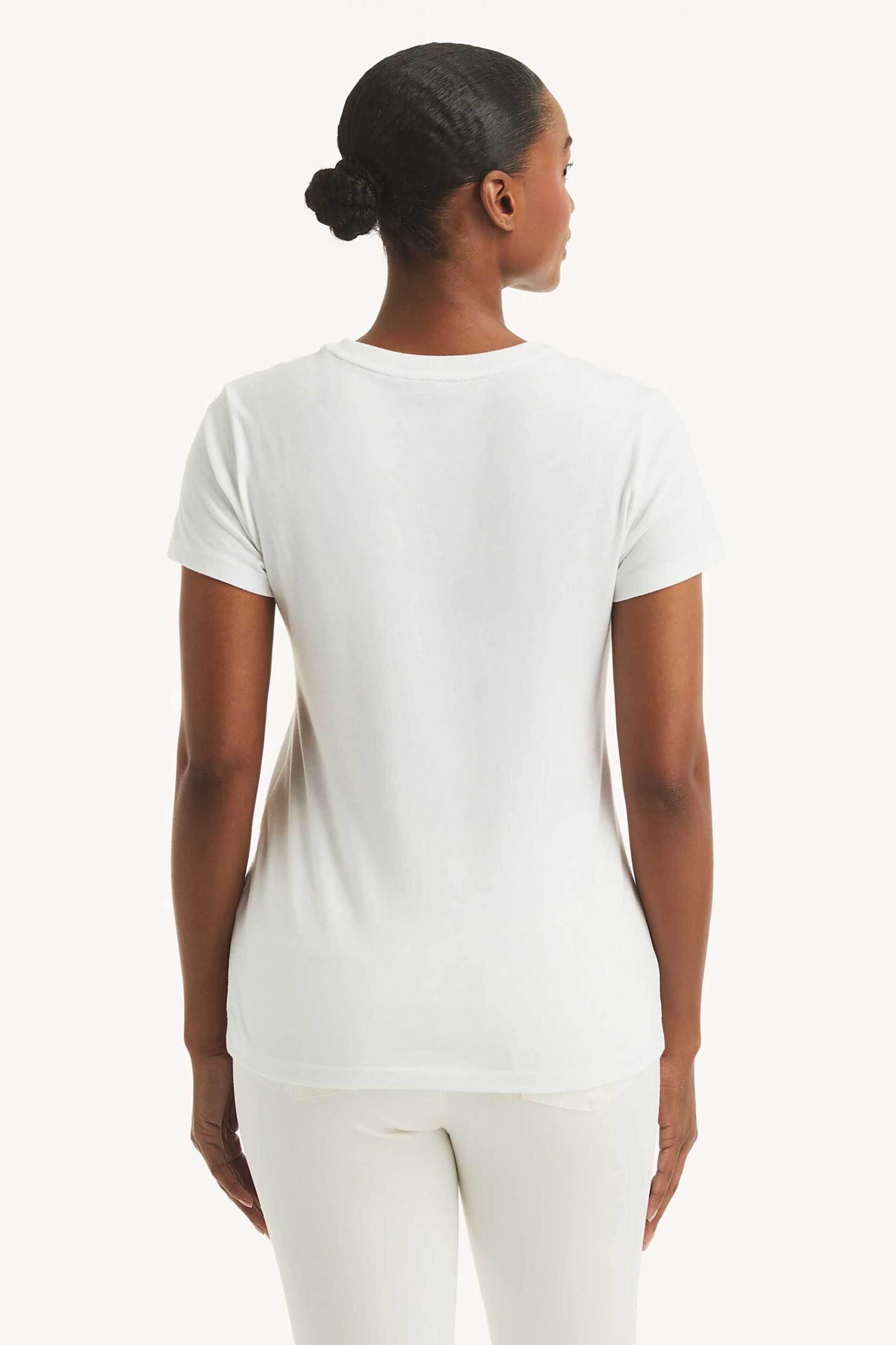 Nautica Γυναικείο T-Shirt με Λογότυπο από Στρας Classic Fit - 38V107 Λευκό