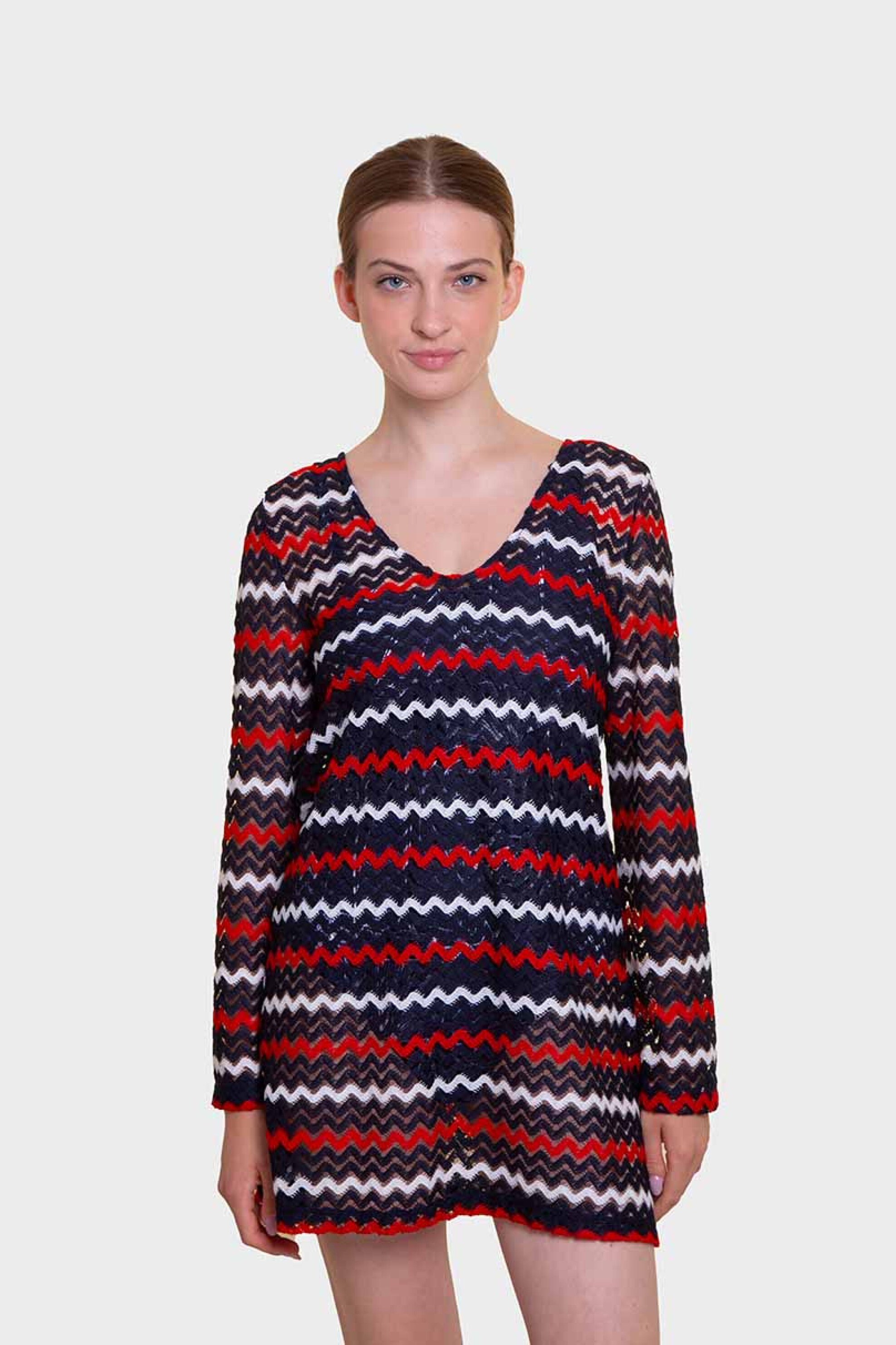 Nautica γυναικείο mini φόρεμα πλεκτό με διάτρητο σχέδιο - 402002750