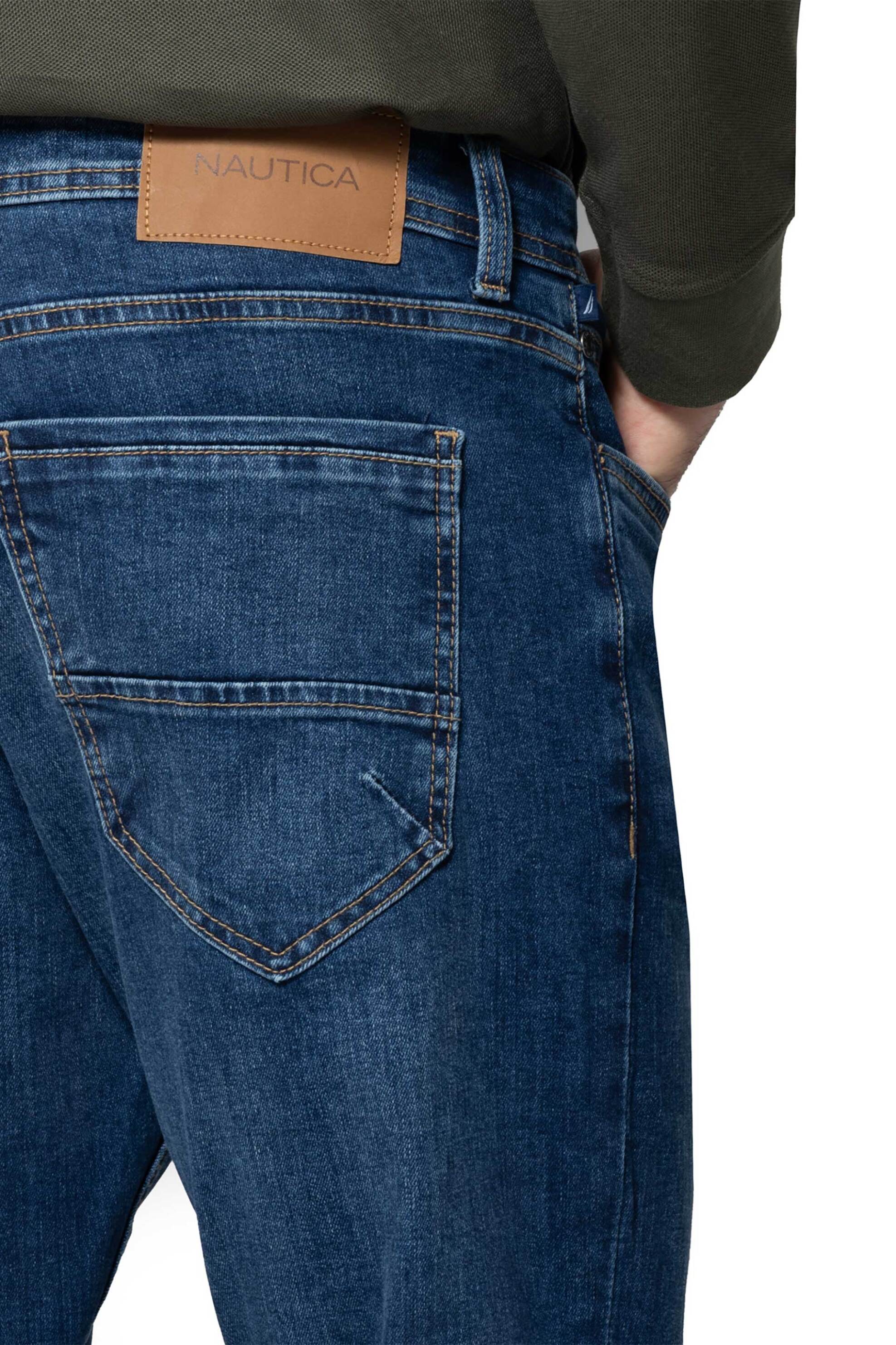 Nautica Ανδρικό Τζιν Παντελόνι Πεντάτσεπο Straight Fit - 5P7900 Denim Blue