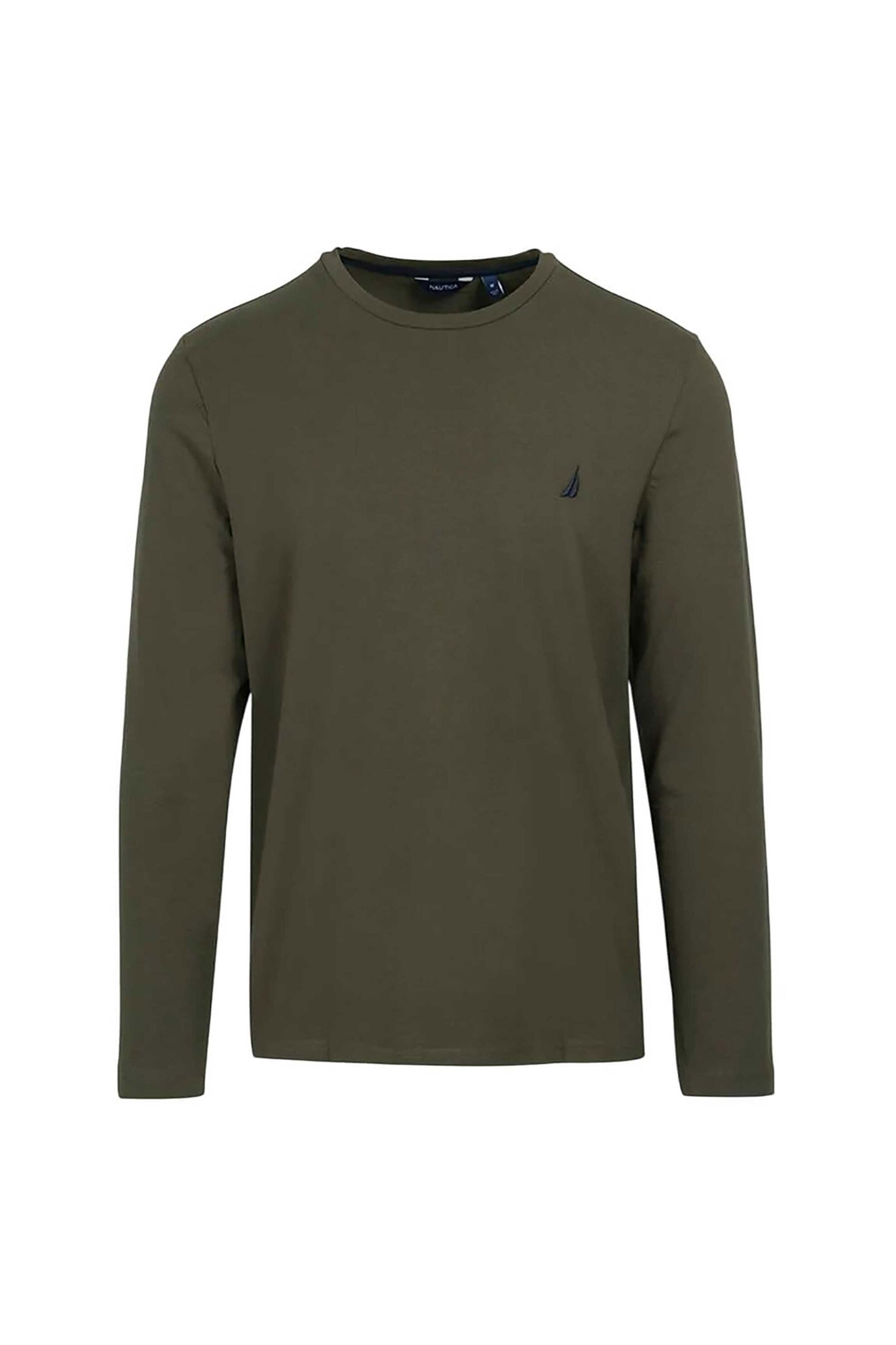 Nautica ανδρική μακρυμάνικη μπλούζα με κεντημένο λογότυπο Regular Fit - 73102V Χακί