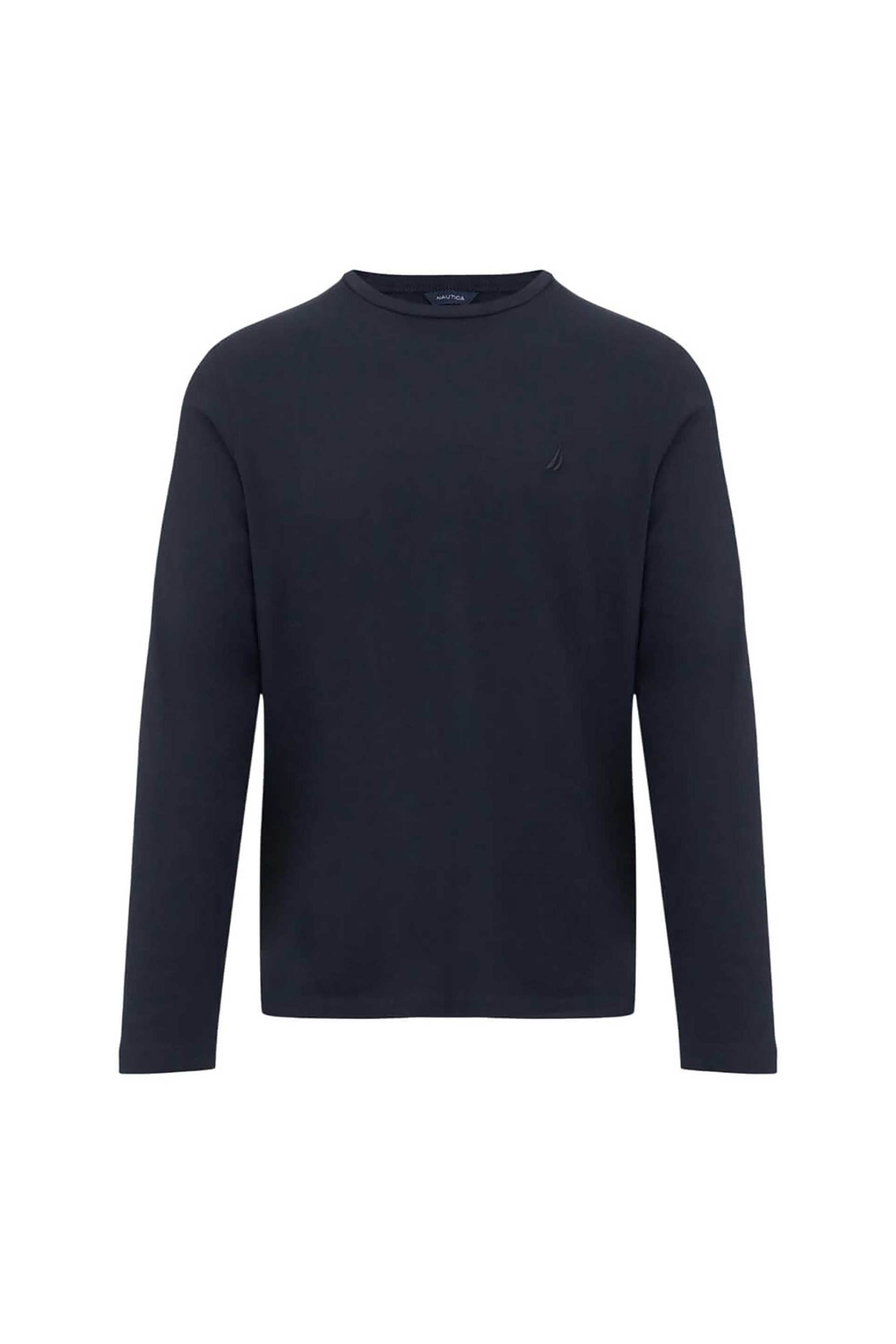 Nautica ανδρική μακρυμάνικη μπλούζα με κεντημένο λογότυπο Regular Fit - 73102V Μπλε Σκούρο