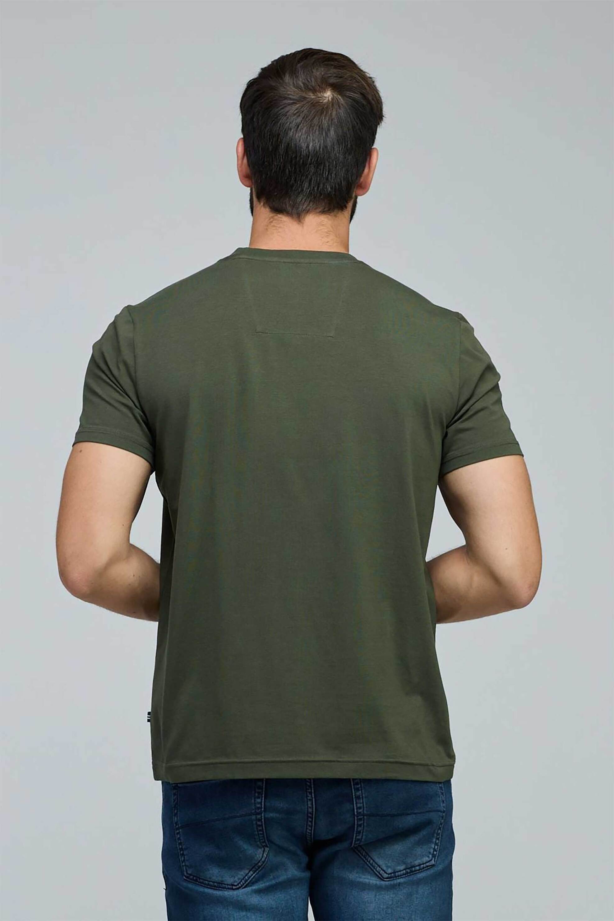 Nautica Ανδρικό T-Shirt με Κεντημένο Λογότυπο Classic Fit - 91001V Χακί