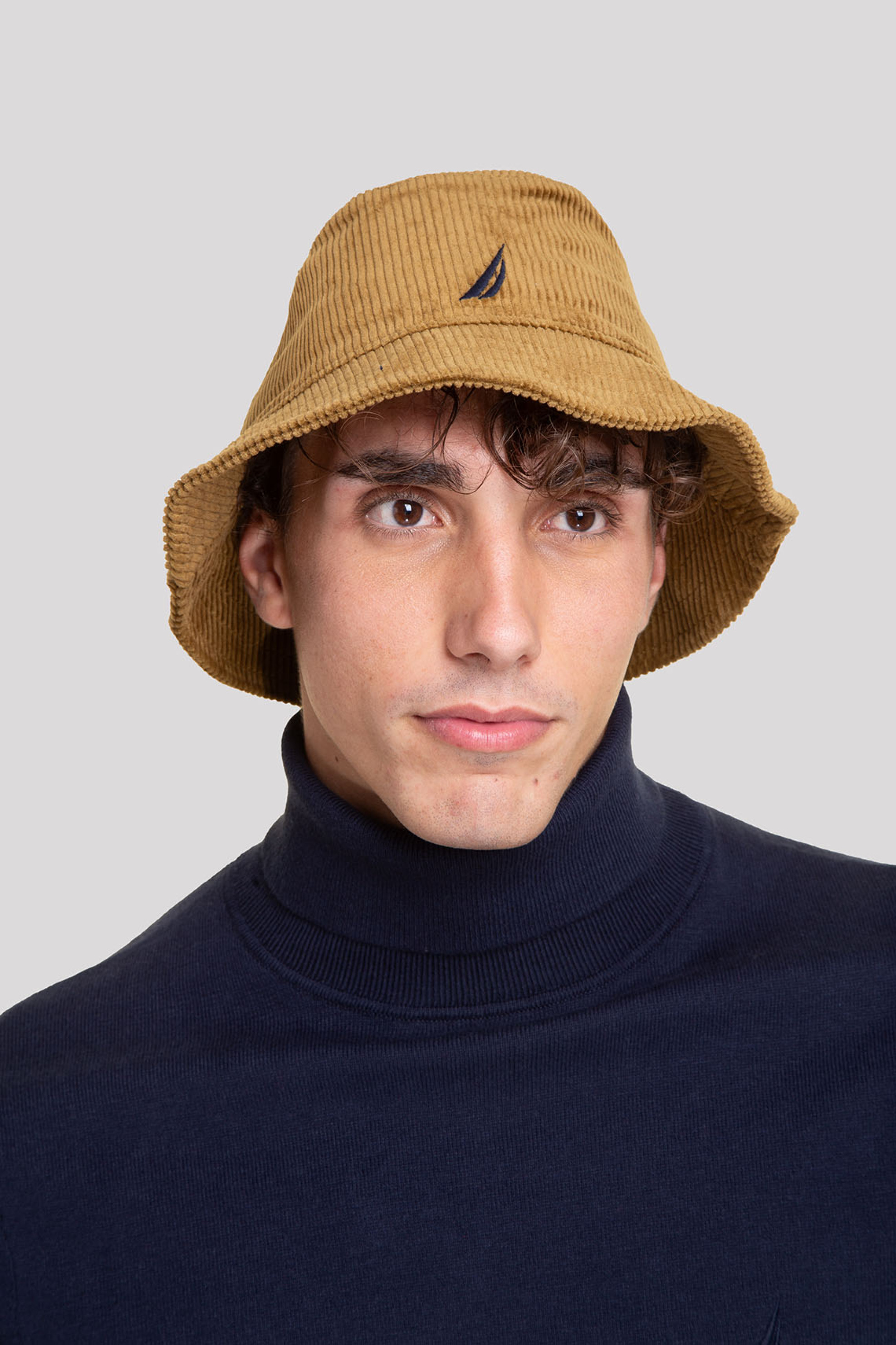 Nautica ανδρικό bucket καπέλο κοτλέ με κεντημένο λογότυπο - H47100 Καμηλό