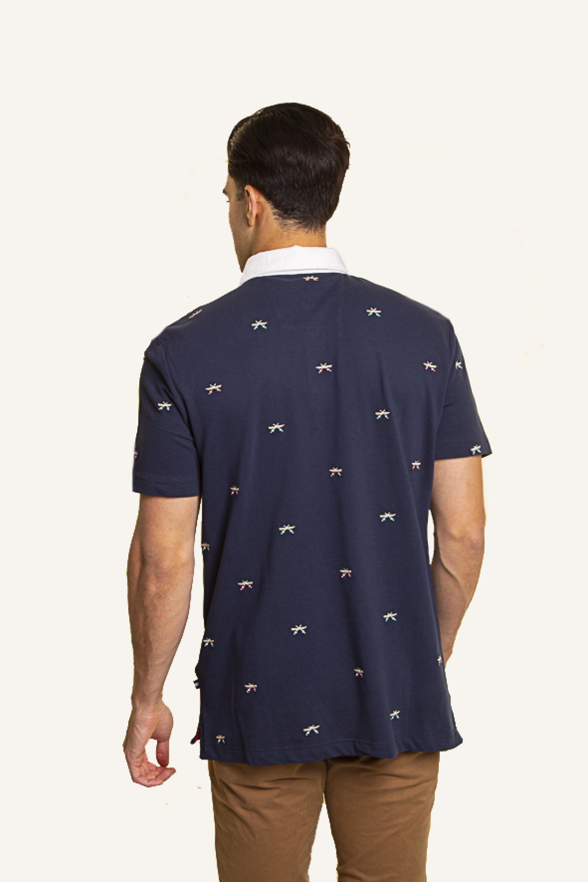 Nautica Ανδρική Πόλο Μπλούζα με Print Classic Fit - K45102 Σκούρο Μπλε