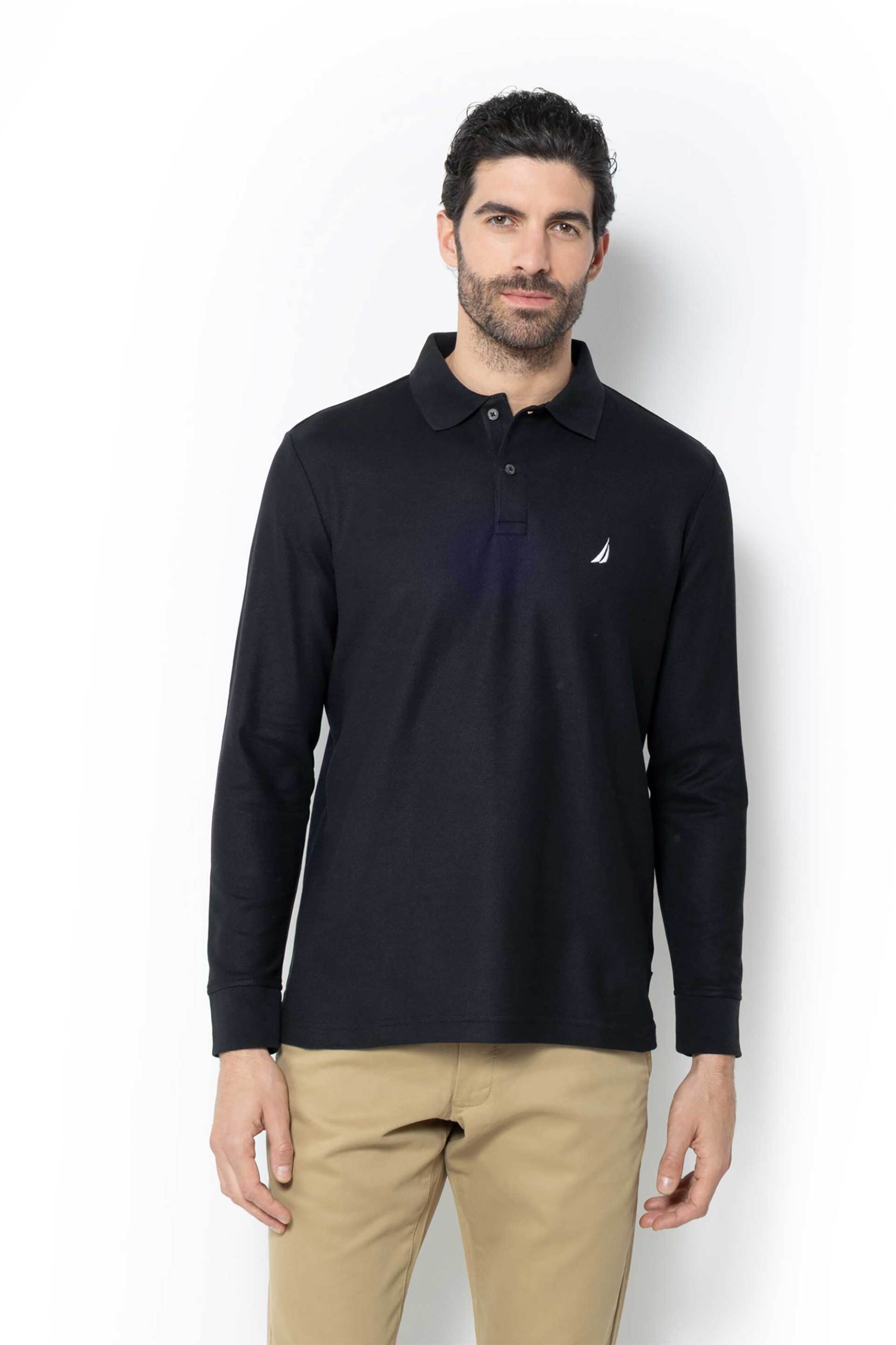 Nautica ανδρική μπλούζα πόλο πικέ με κεντημένο λογότυπο Classic Fit - K47104 Μαύρο