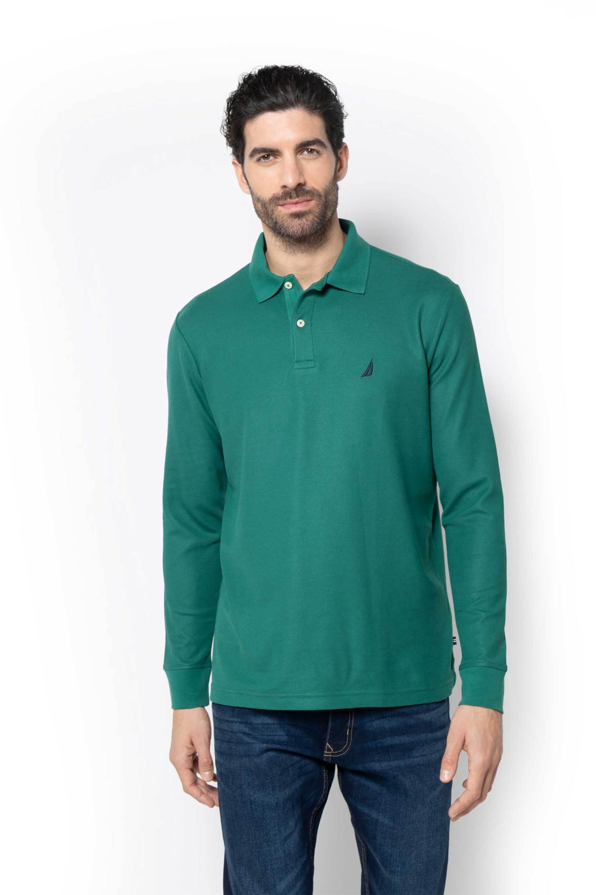 Nautica ανδρική μπλούζα πόλο πικέ με κεντημένο λογότυπο Classic Fit - K47104 Πράσινο Σμαραγδί