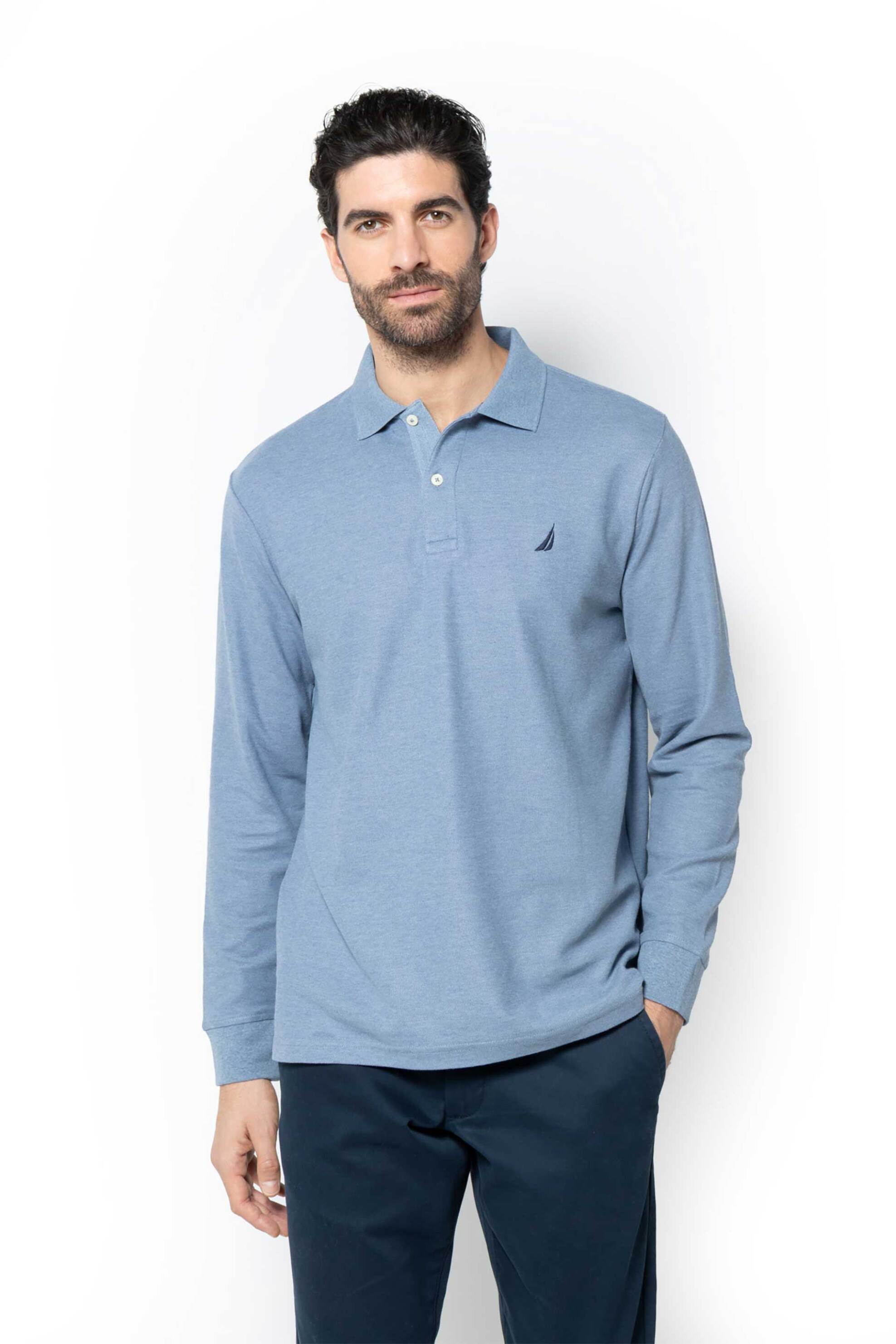 Nautica ανδρική μπλούζα πόλο πικέ με κεντημένο λογότυπο Classic Fit - K47104 Σιελ