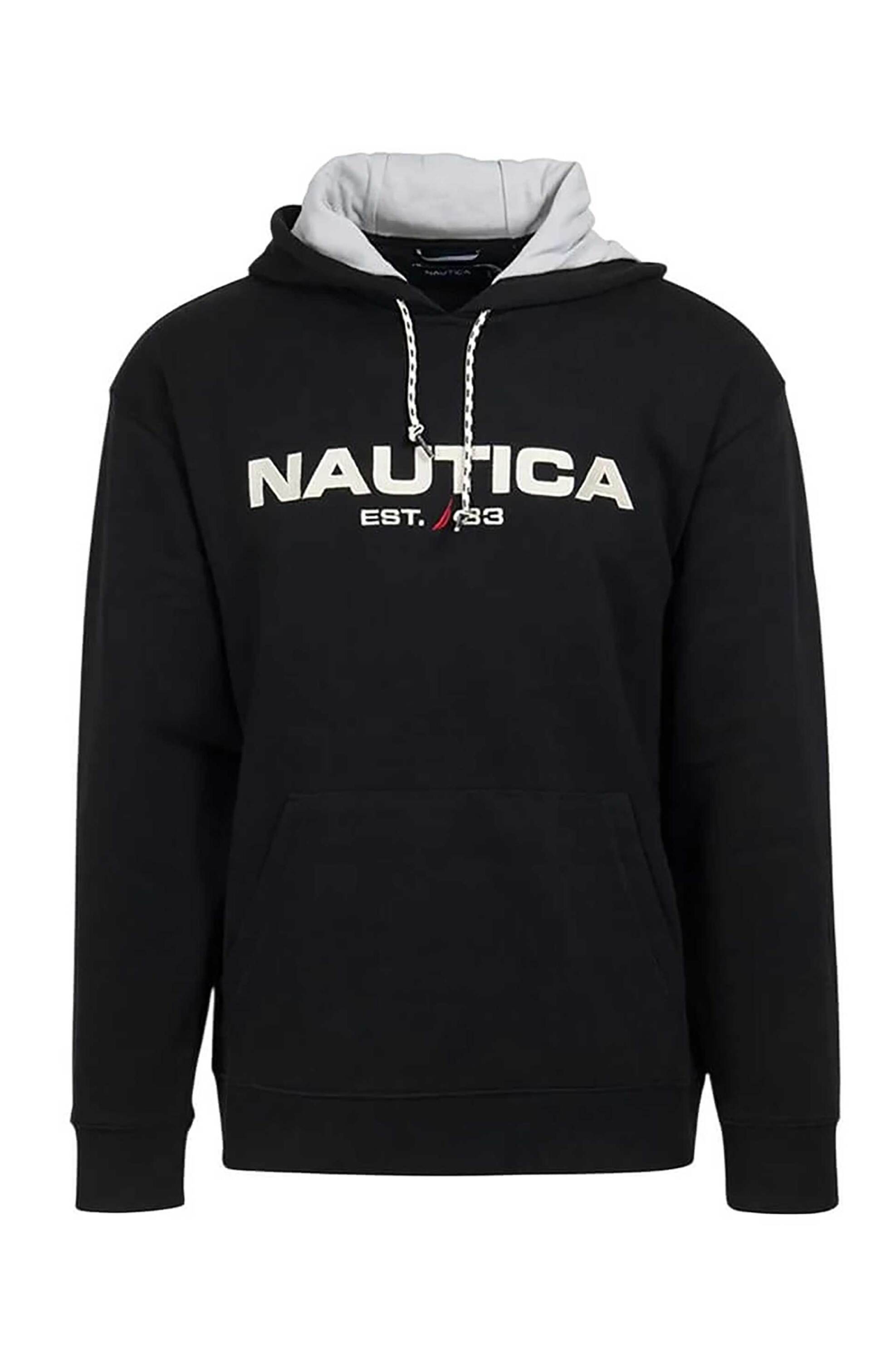 Nautica ανδρική μπλούζα φούτερ με κουκούλα και λογότυπο Regular Fit - K57070 Μαύρο