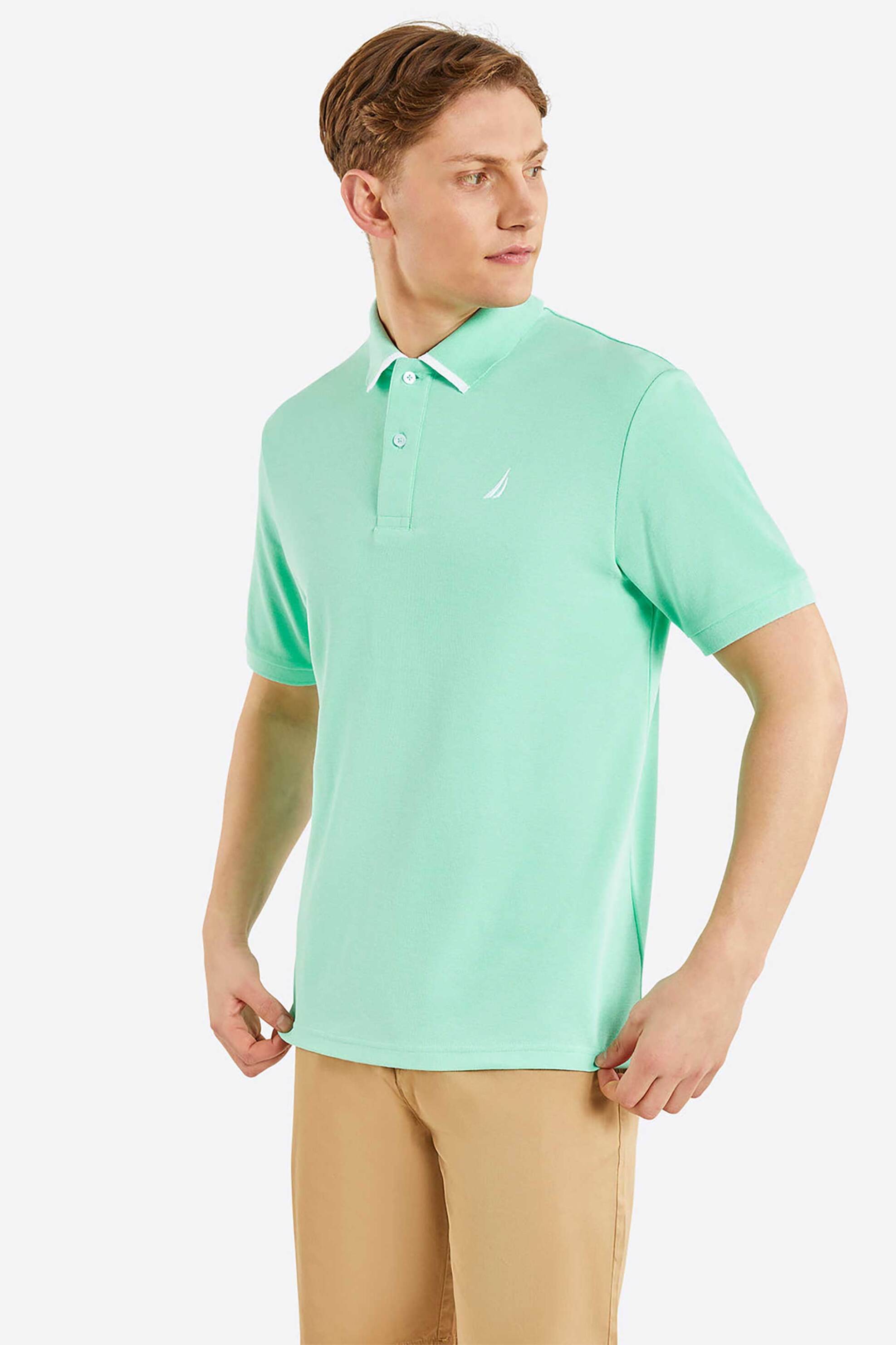 Ανδρική Μόδα > Ανδρικά Ρούχα > Ανδρικές Μπλούζες > Ανδρικές Μπλούζες Πολο Nautica ανδρική πόλο μπλούζα μονόχρωμη με contrast λογότυπο στον γιακά "Mellis" - N1N02582 Πράσινο Μέντας