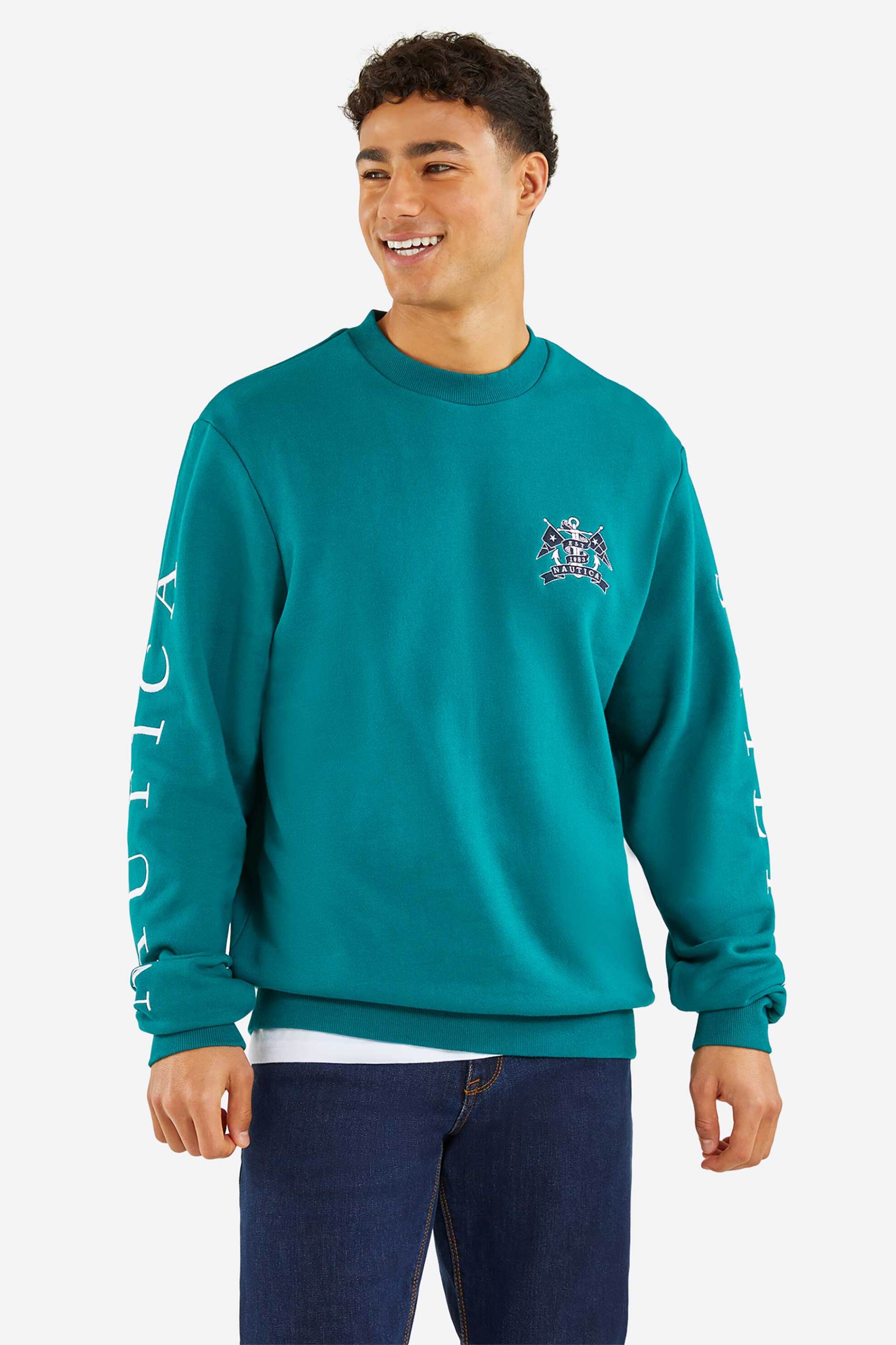 Nautica ανδρική μπλούζα φούτερ με λογότυπο - N1P02234 Πετρόλ