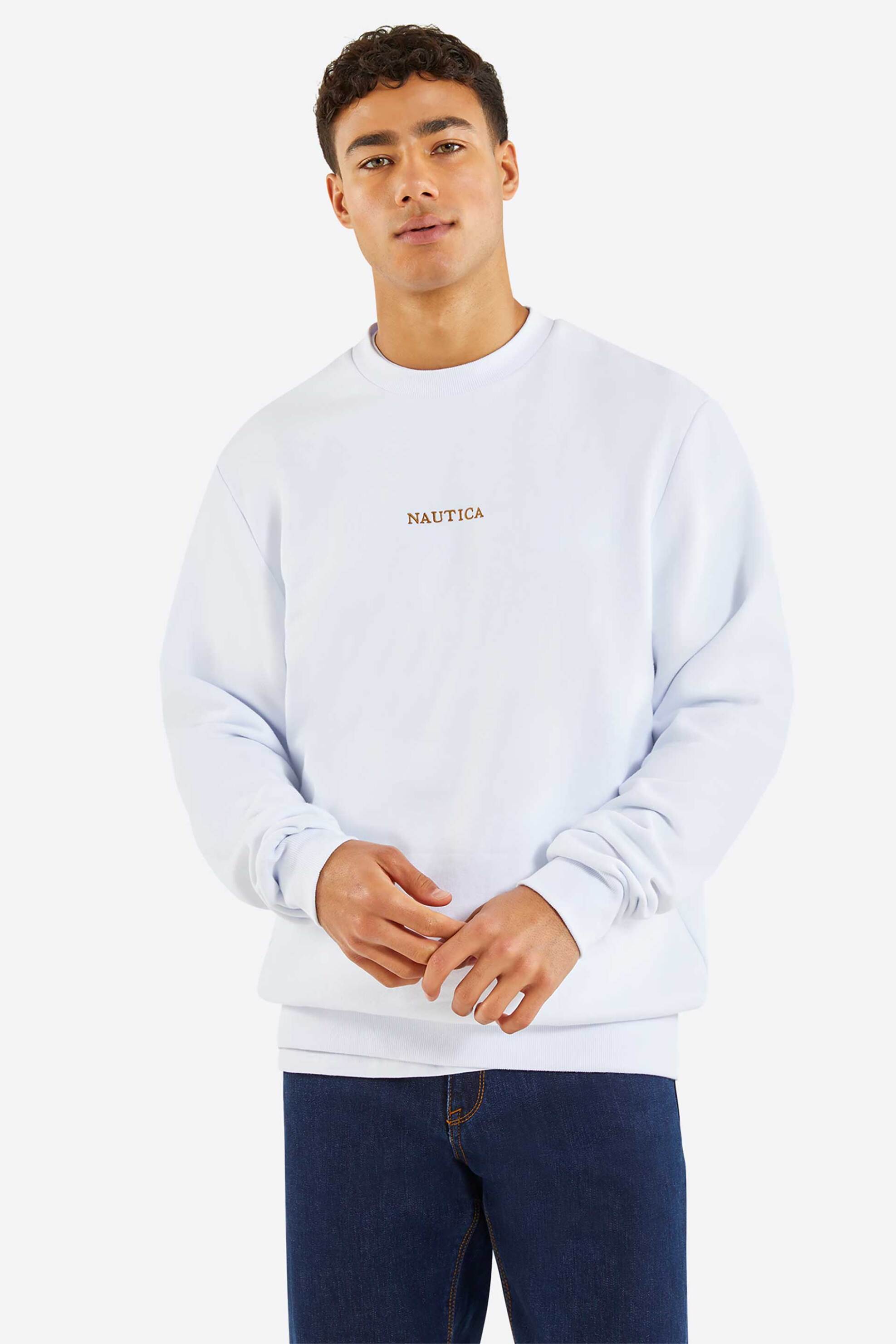 NAUTICA Nautica ανδρική μπλούζα φούτερ με λογότυπο - N1P02237 Λευκό