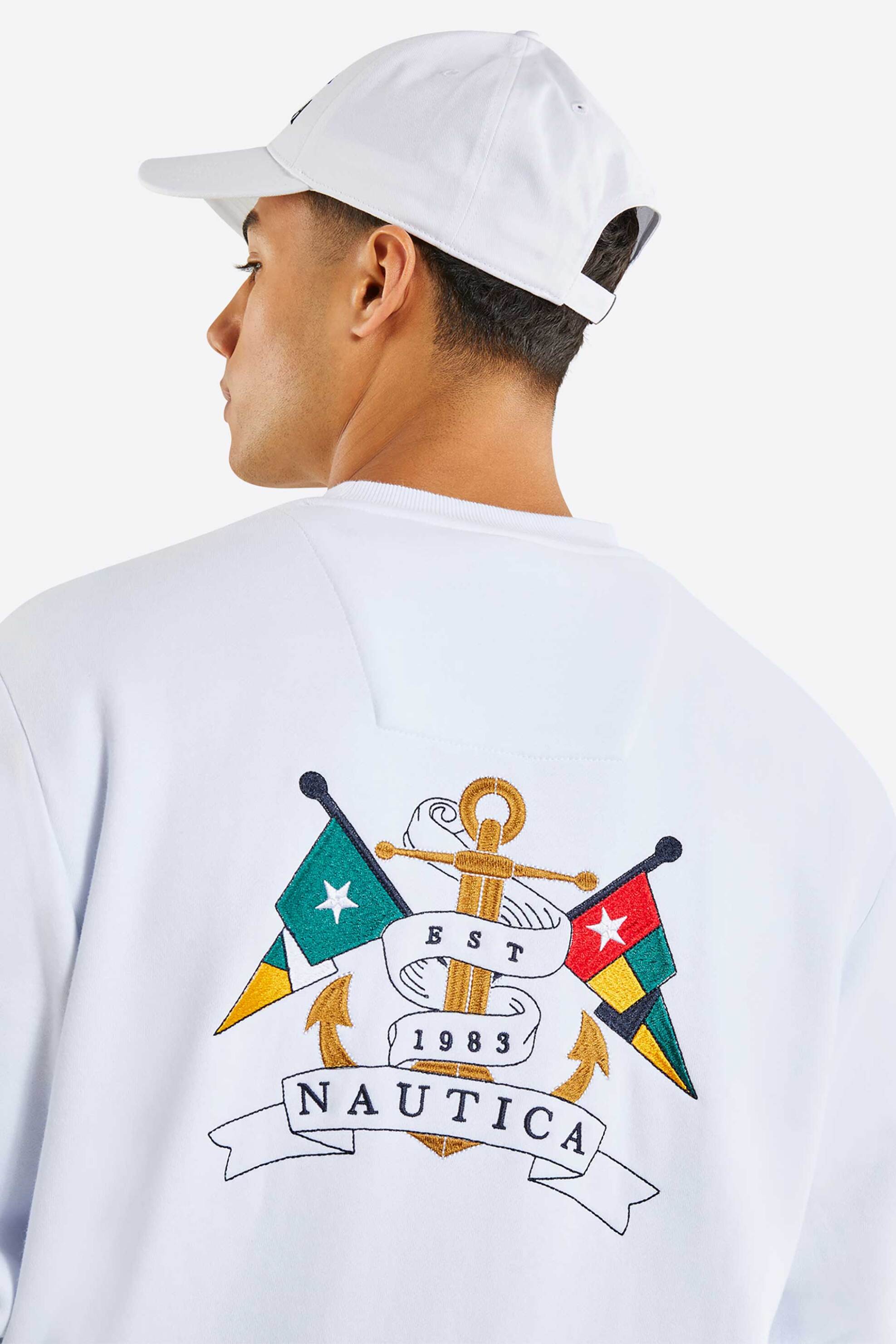 Nautica ανδρική μπλούζα φούτερ με λογότυπο - N1P02237 Λευκό φωτογραφία