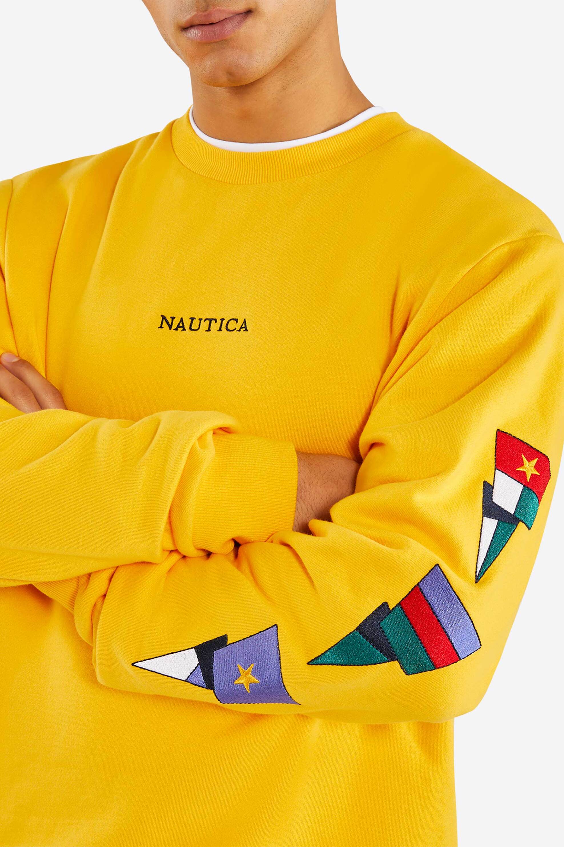 Nautica ανδρική μπλούζα φούτερ με λογότυπο και κεντήματα στο μανίκι - N1P02248 Κίτρινο φωτογραφία