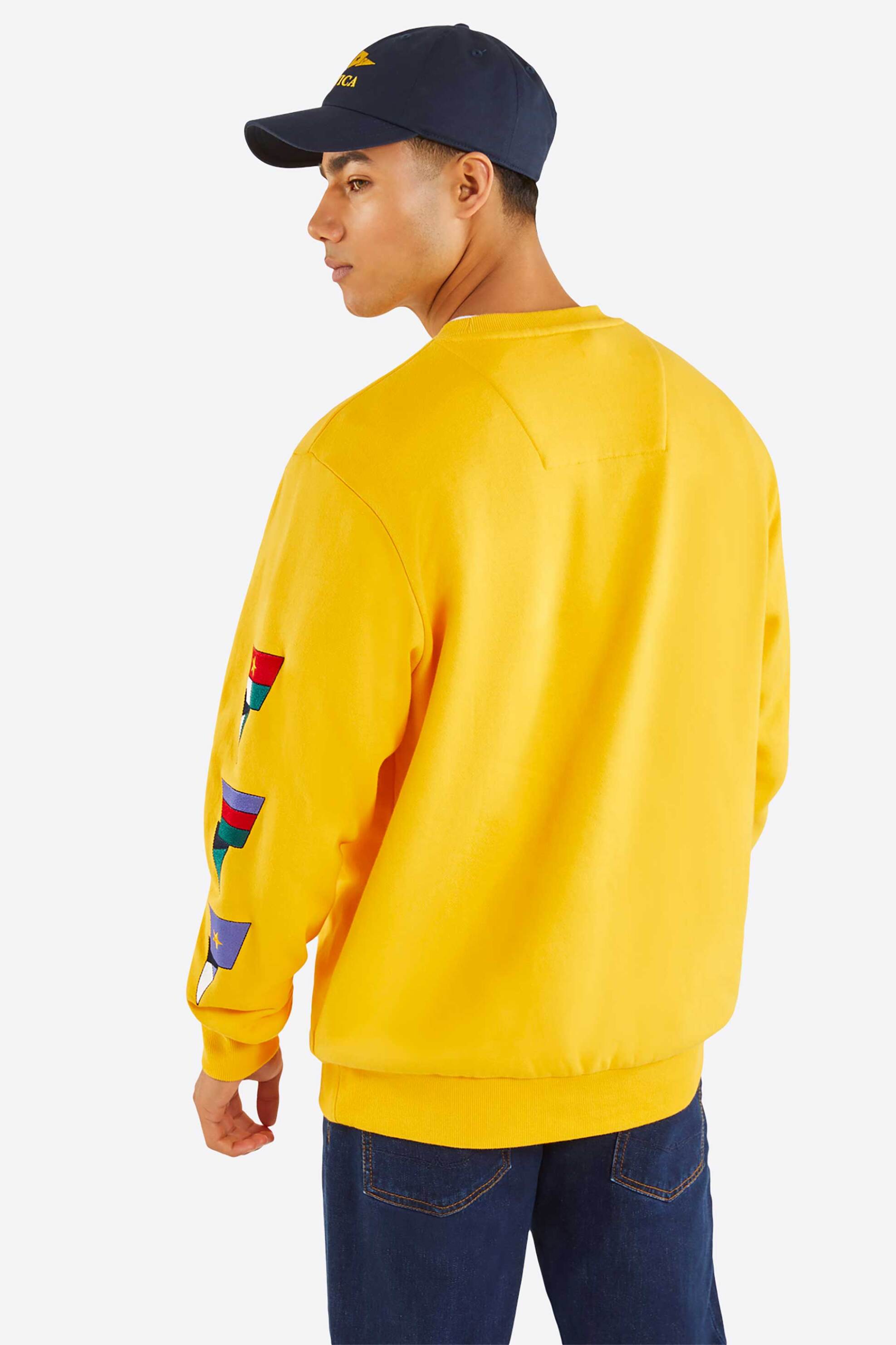 Nautica ανδρική μπλούζα φούτερ με λογότυπο και κεντήματα στο μανίκι - N1P02248 Κίτρινο φωτογραφία