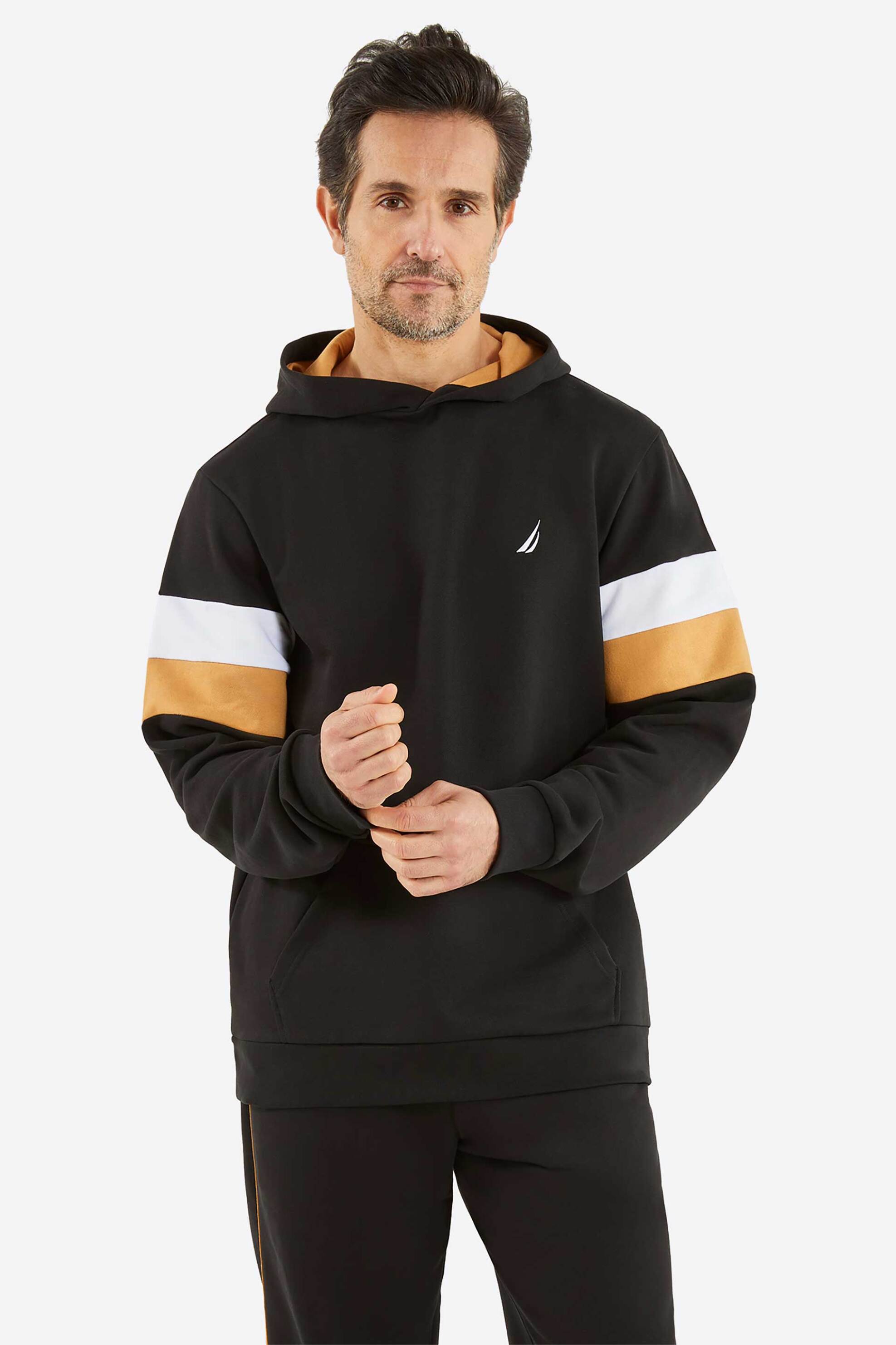 NAUTICA Nautica ανδρική μπλούζα φούτερ με κουκούλα και contrast λεπτομέρειες - N1P02314 Μαύρο