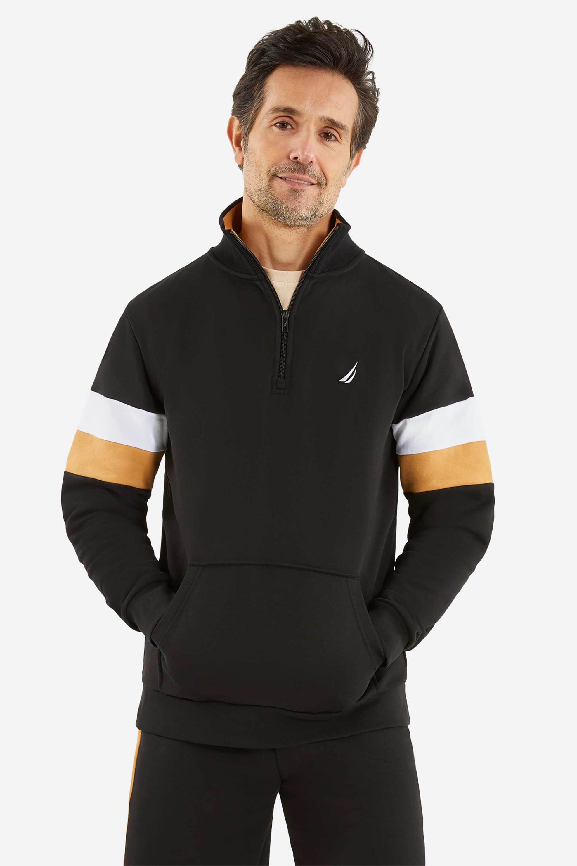 Nautica ανδρική μπλούζα φούτερ με κεντημένο λογότυπο και ψηλό λαιμό - N1P02315 Μαύρο