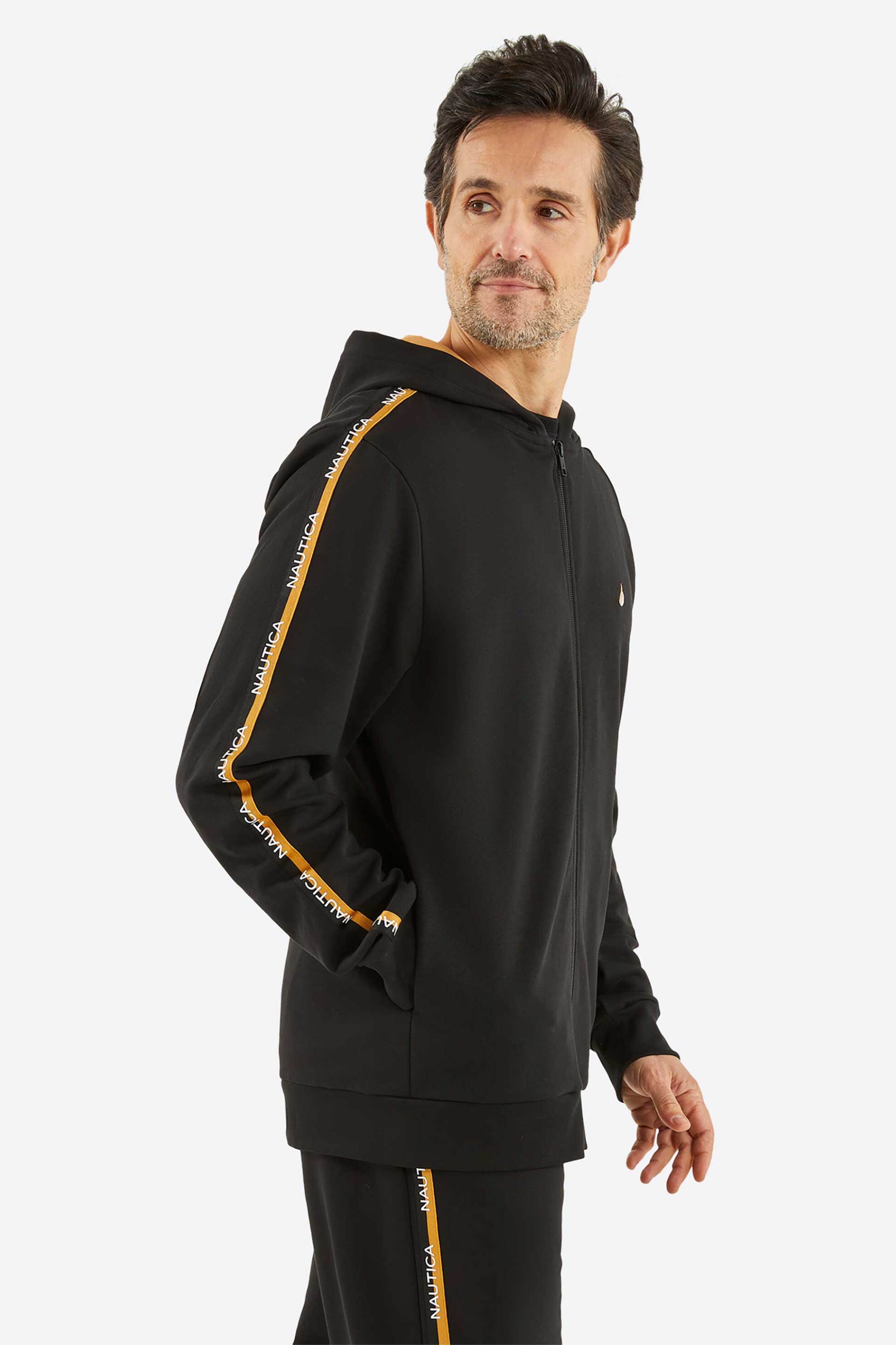 NAUTICA Nautica ανδρική ζακέτα φούτερ με κουκούλα και logo tape - N1P02320 Μαύρο