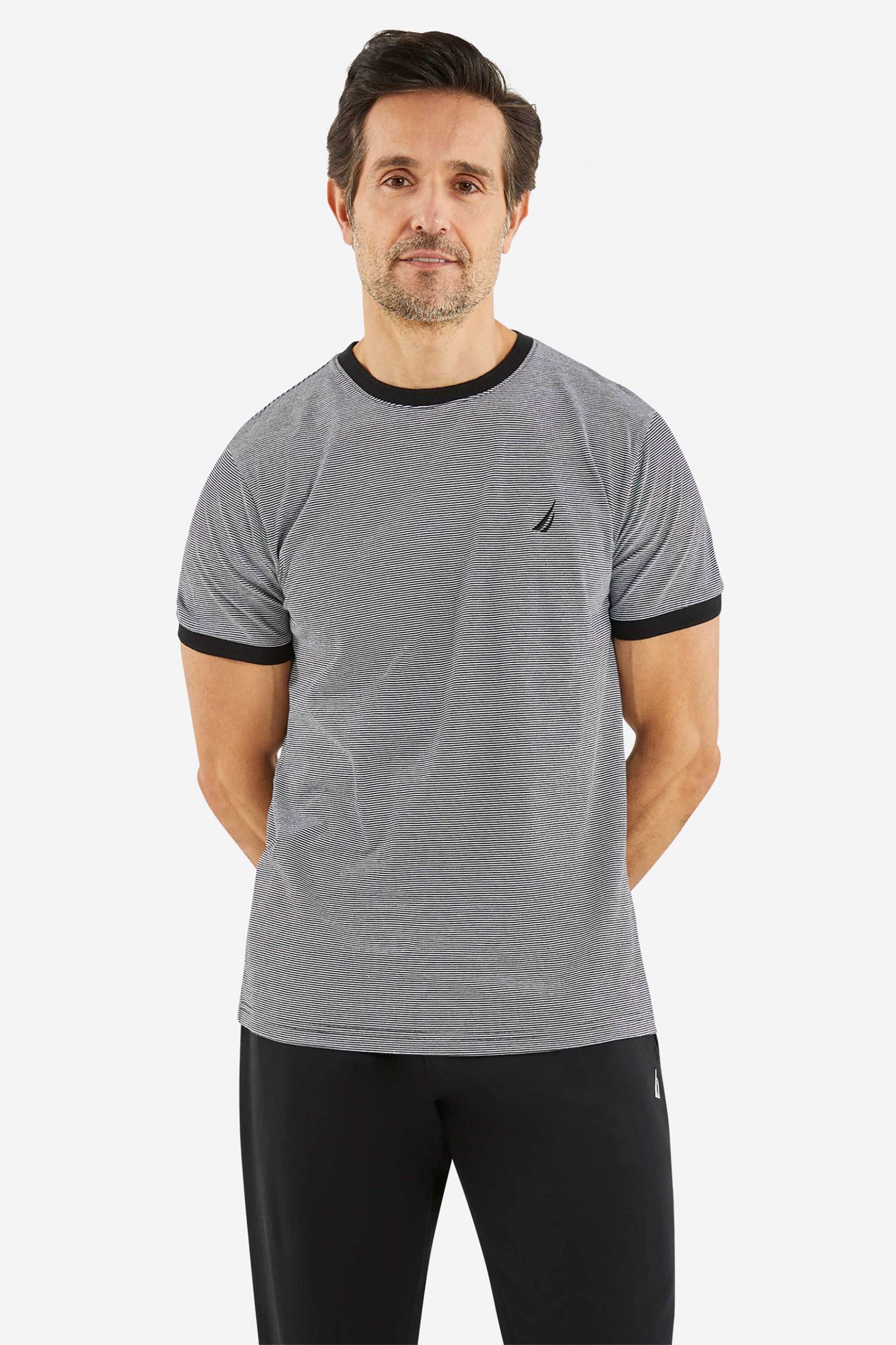 NAUTICA Nautica ανδρικό T-shirt με ριγέ σχέδιο και κεντημένο λογότυπο - N1P02341 Γκρι