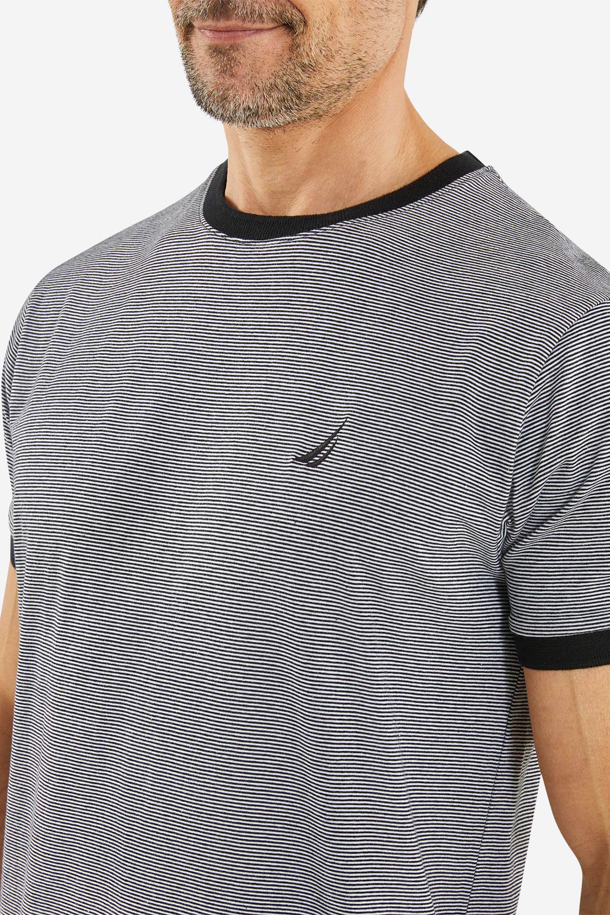 Nautica ανδρικό T-shirt με ριγέ σχέδιο και κεντημένο λογότυπο - N1P02341 Γκρι φωτογραφία