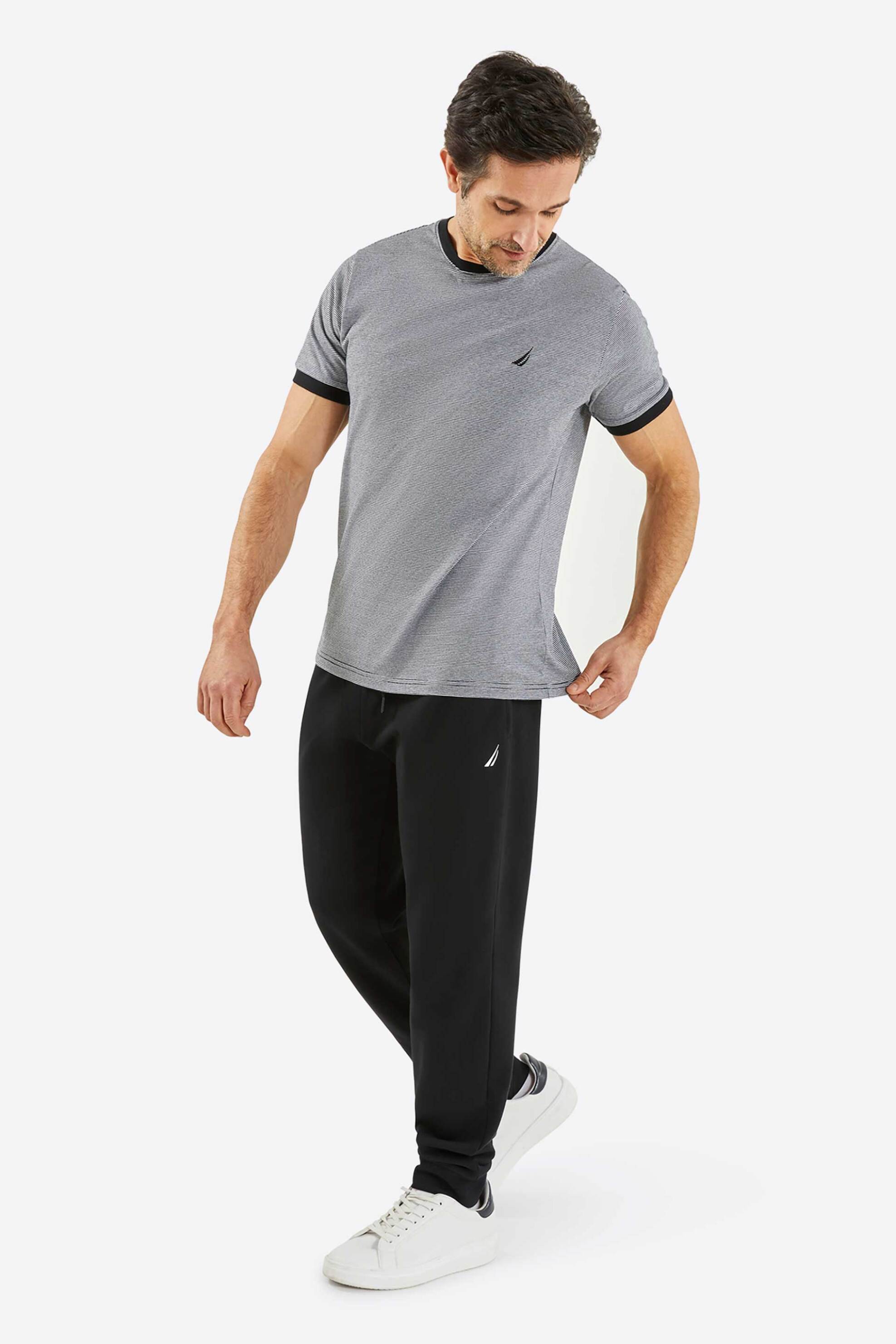 Nautica ανδρικό T-shirt με ριγέ σχέδιο και κεντημένο λογότυπο - N1P02341 Γκρι φωτογραφία