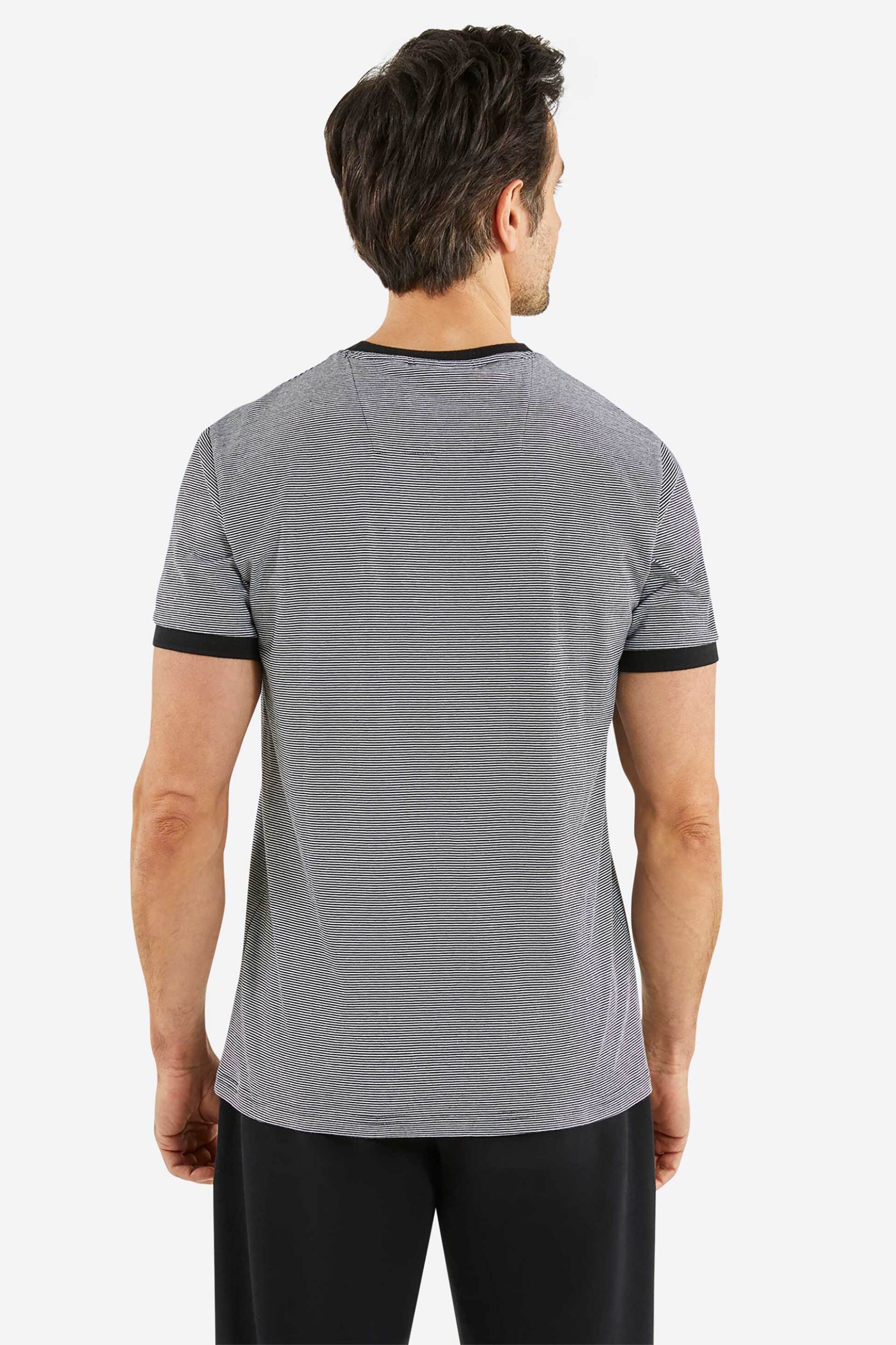 Nautica ανδρικό T-shirt με ριγέ σχέδιο και κεντημένο λογότυπο - N1P02341 Γκρι φωτογραφία