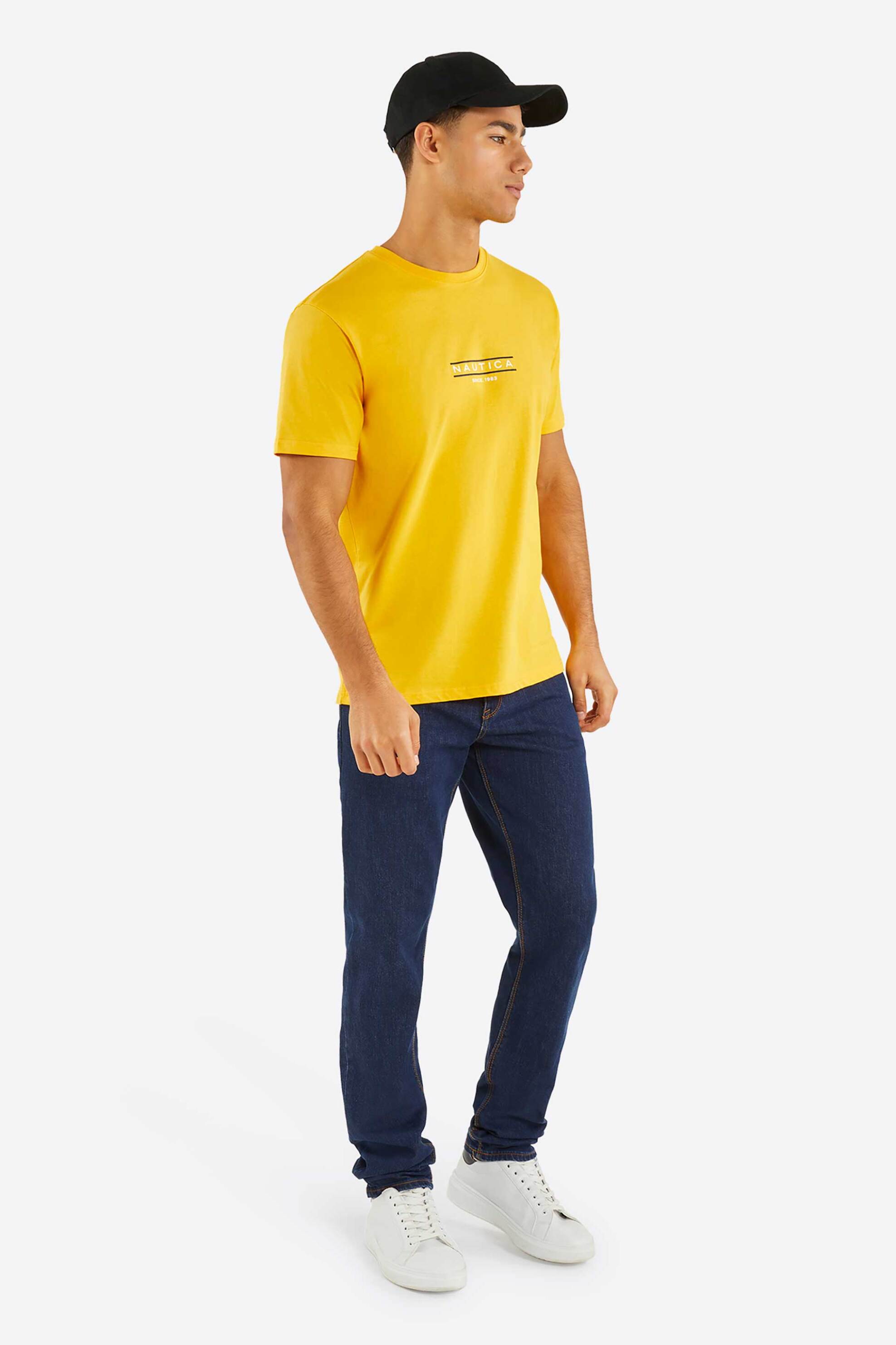 Nautica ανδρικό T-shirt με graphic logo print - N1P02347 Κίτρινο φωτογραφία