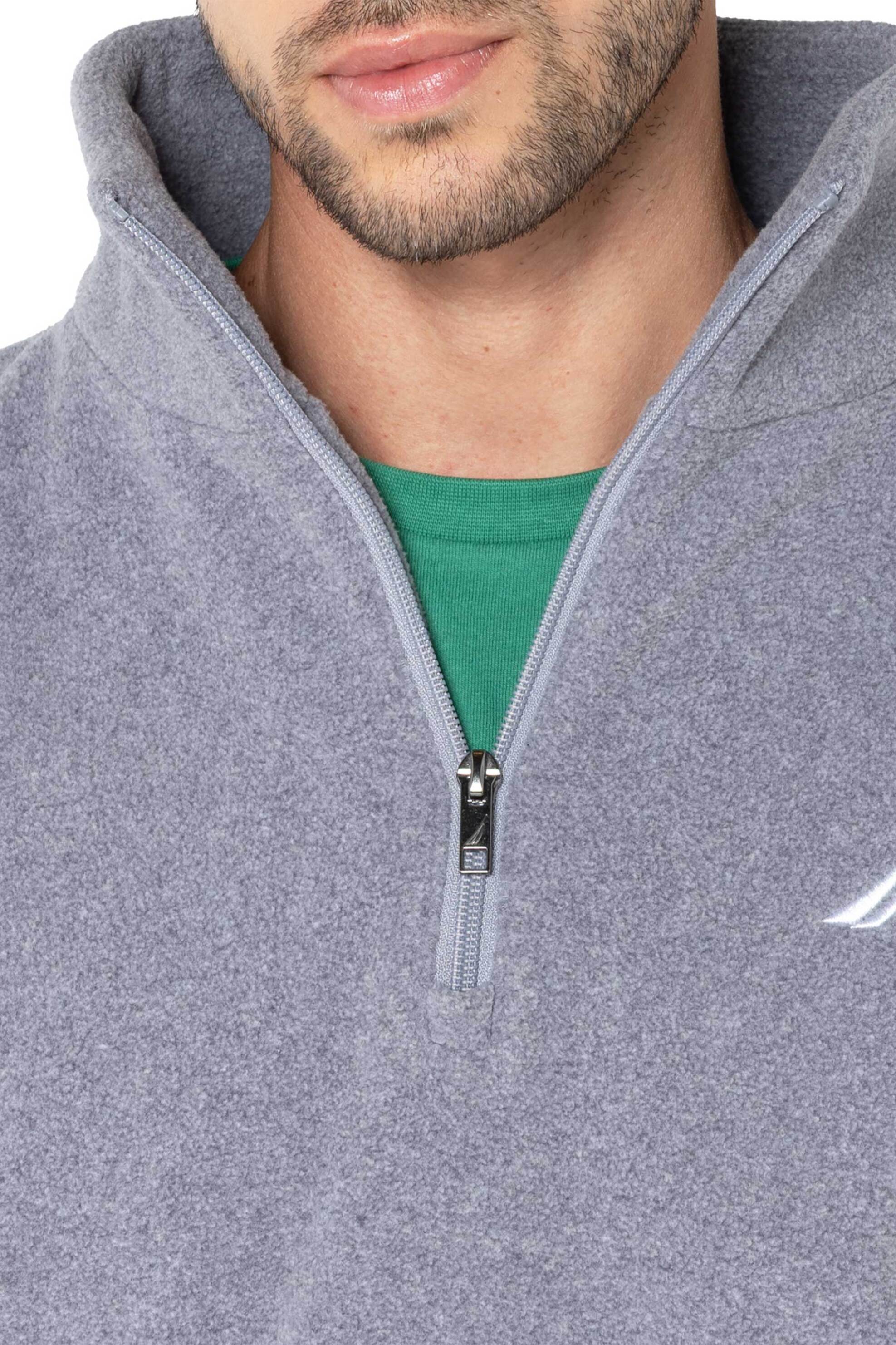 Nautica ανδρική μπλούζα φούτερ με ψηλό λαιμό και κεντημένο λογότυπο - N1Q03263 Γκρι φωτογραφία