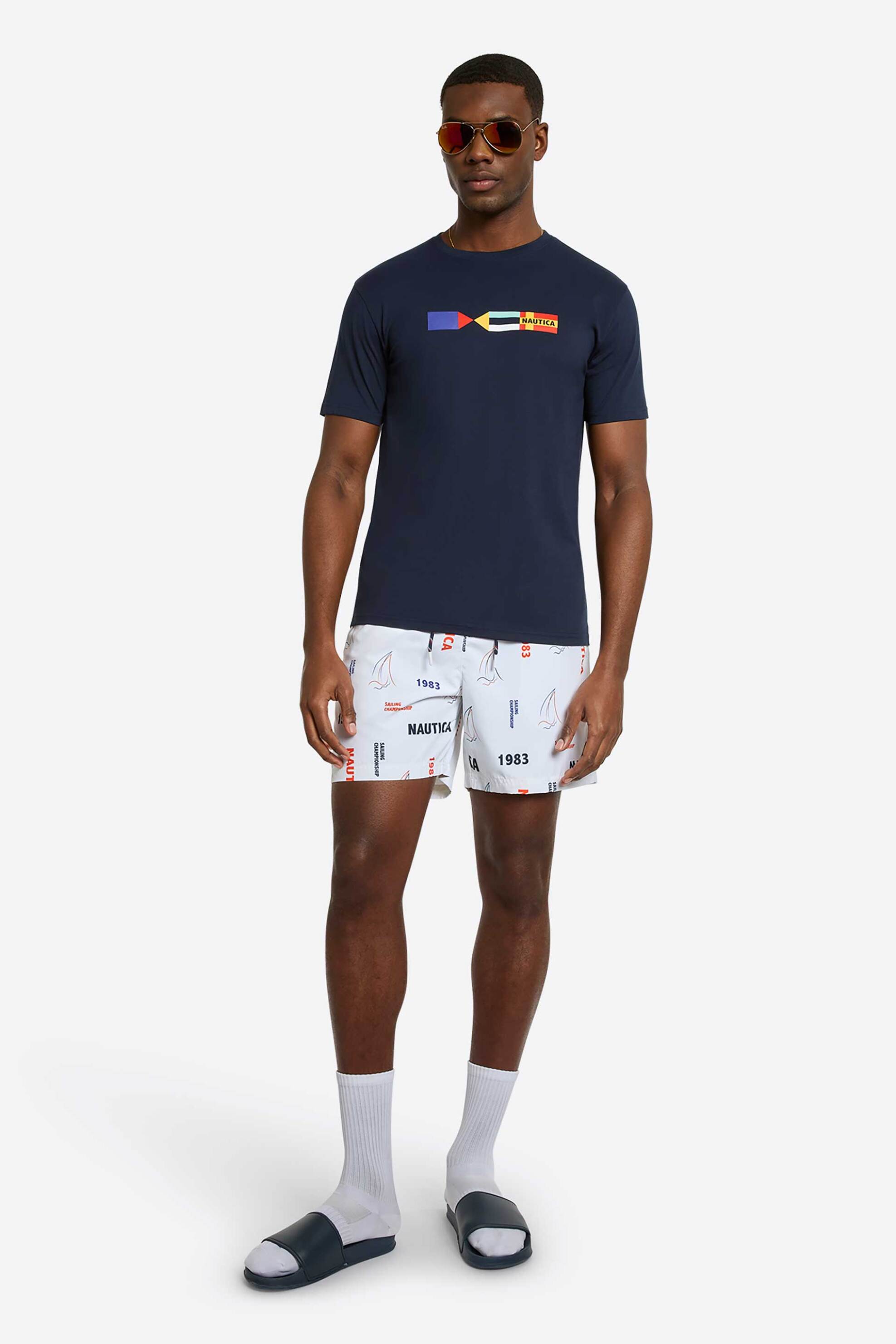 NAUTICA Nautica ανδρικό μαγιό σορτς με all-over logo print Regular Fit "Vladimir" - N1R02895 Λευκό