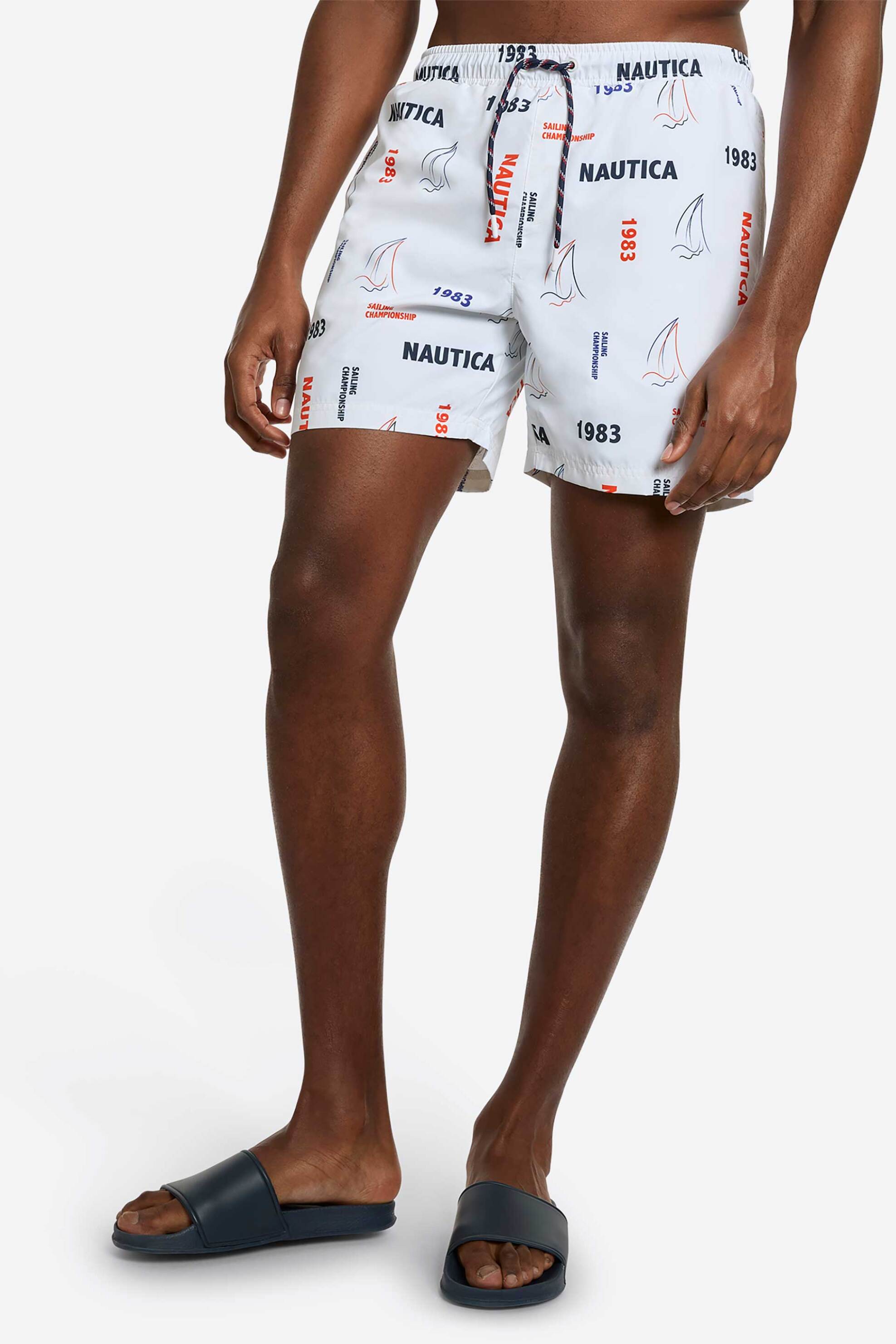 Nautica ανδρικό μαγιό σορτς με all-over logo print Regular Fit "Vladimir" - N1R02895 Λευκό φωτογραφία