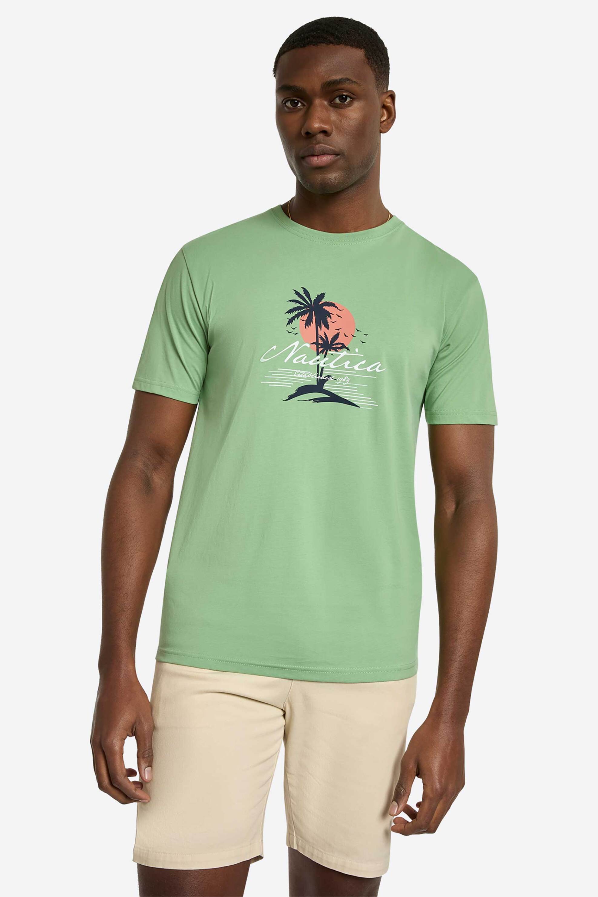 NAUTICA Nautica ανδρικό T-shirt με graphic logo print Regular Fit "Raphael" - N1R02943 Πράσινο Ανοιχτό
