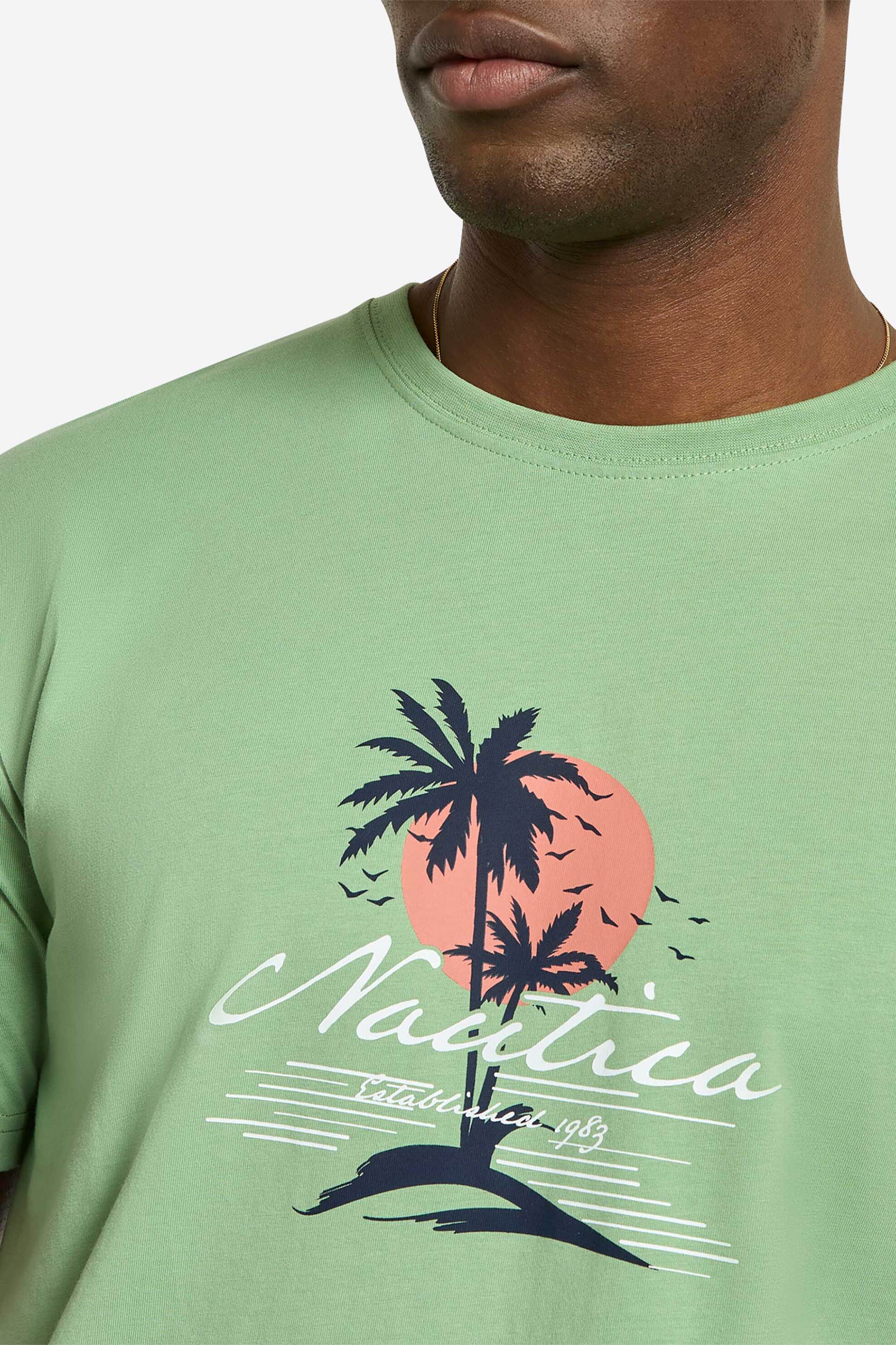 Nautica ανδρικό T-shirt με graphic logo print Regular Fit "Raphael" - N1R02943 Πράσινο Ανοιχτό φωτογραφία