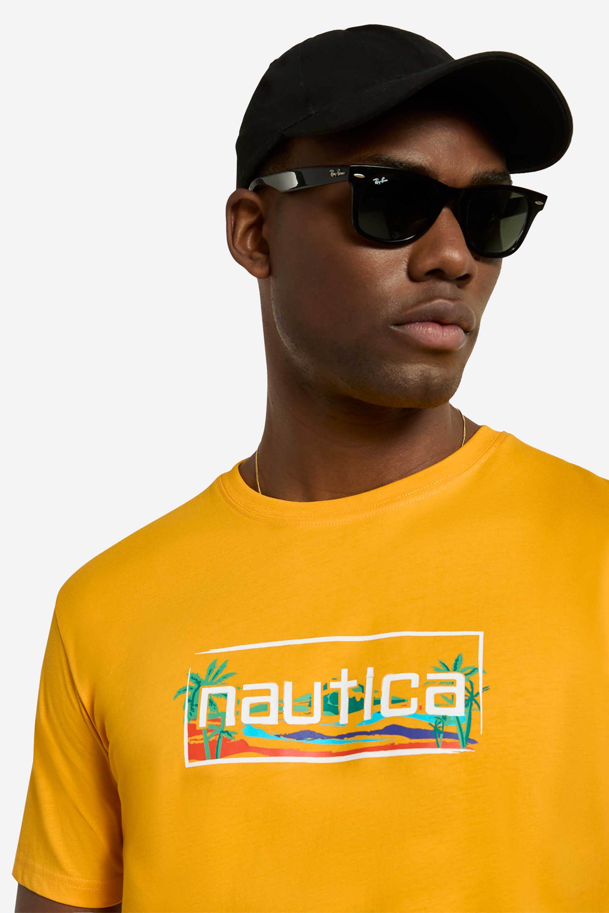 Nautica ανδρικό T-shirt με graphic logo print Regular Fit "Aruba" - N1R02955 Μουσταρδί φωτογραφία