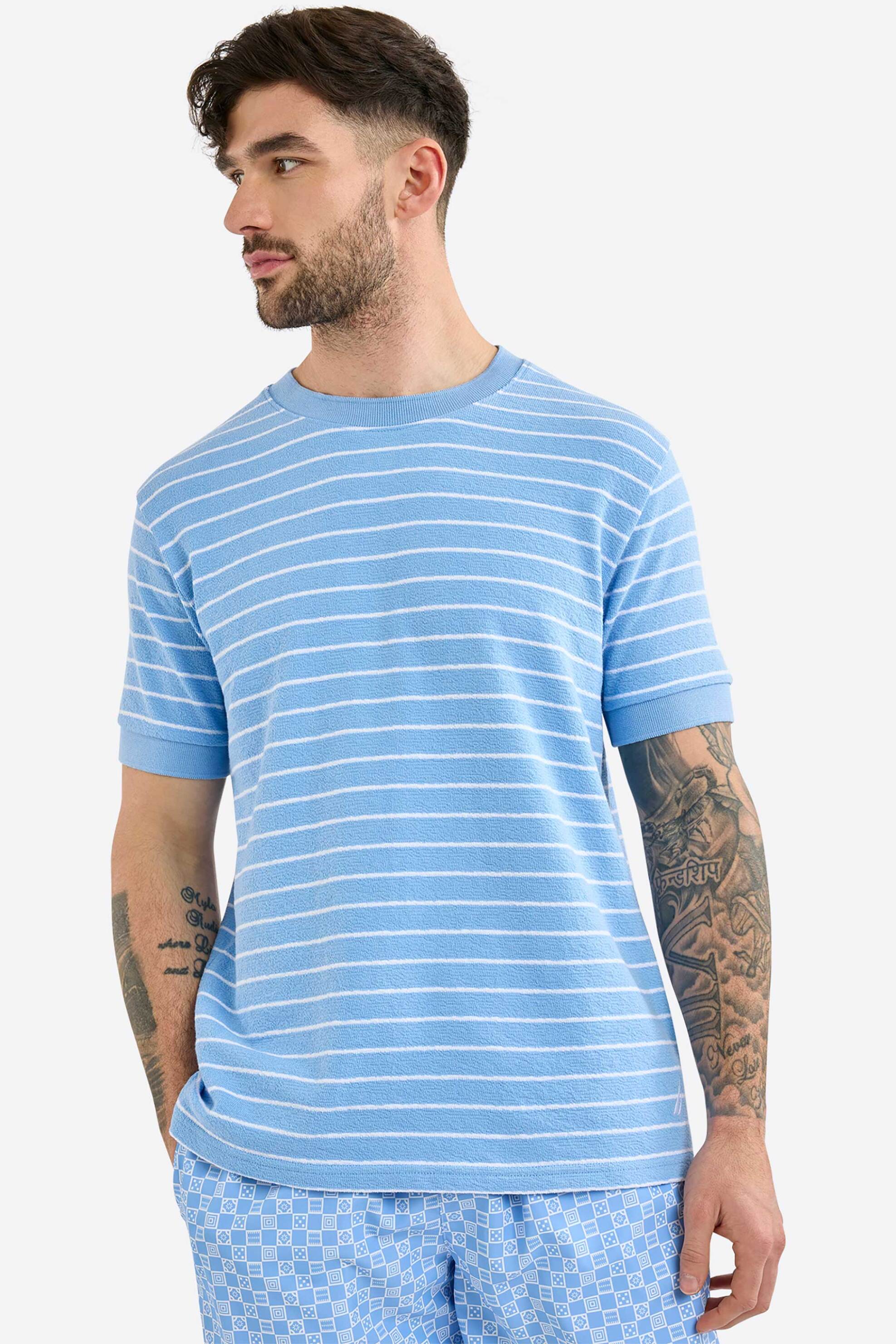 NAUTICA Nautica ανδρικό T-shirt structured με ριγέ σχέδιο "Whitby" - N1R02970 Μπλε Ανοιχτό