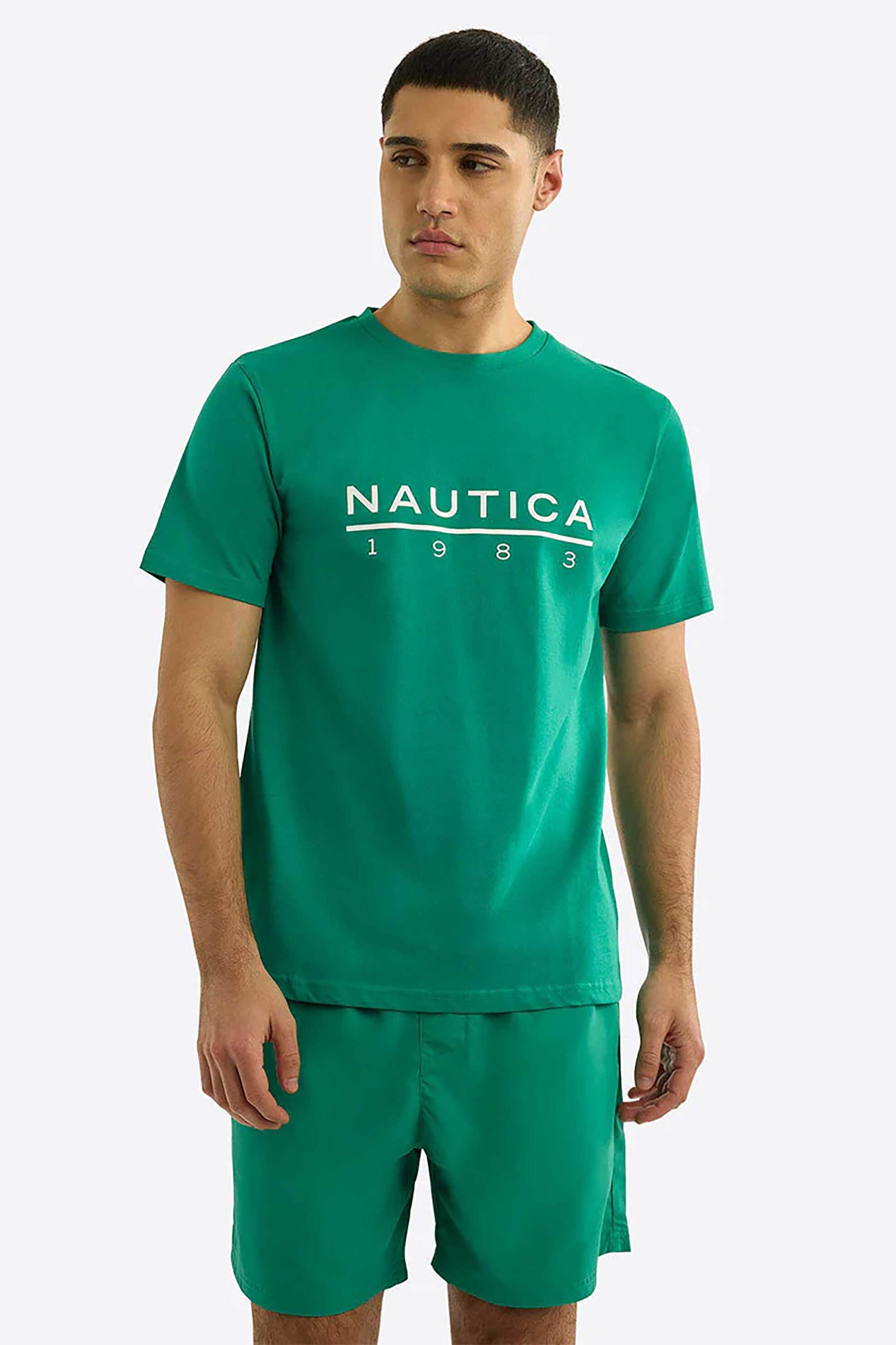Nautica ανδρικό T-shirt με λογότυπο Regular Fit - N1R03559 Πράσινο