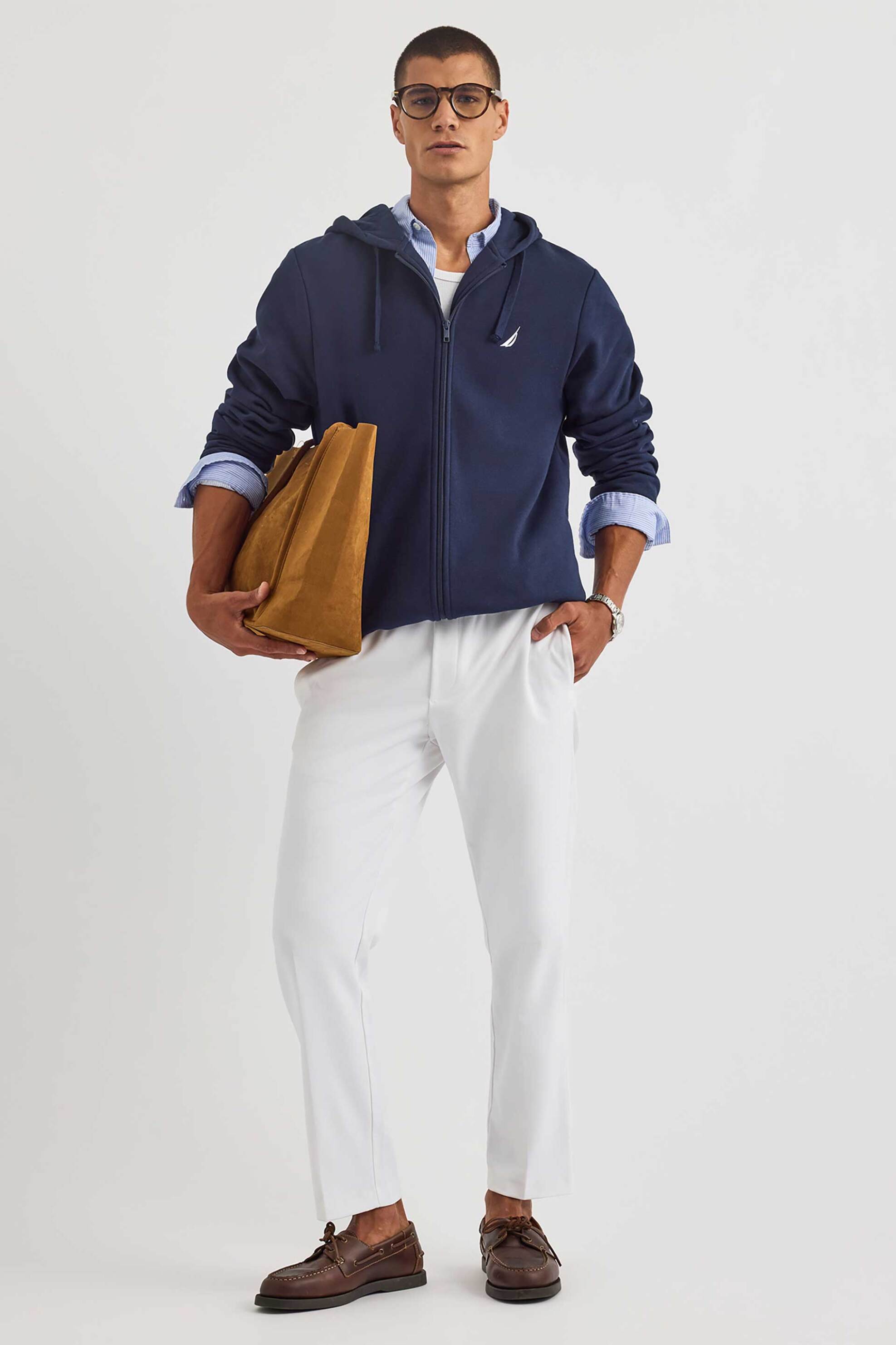 Nautica ανδρική ζακέτα φούτερ με κουκούλα και λογότυπο "Makani" - N1S03435 Μπλε Σκούρο φωτογραφία