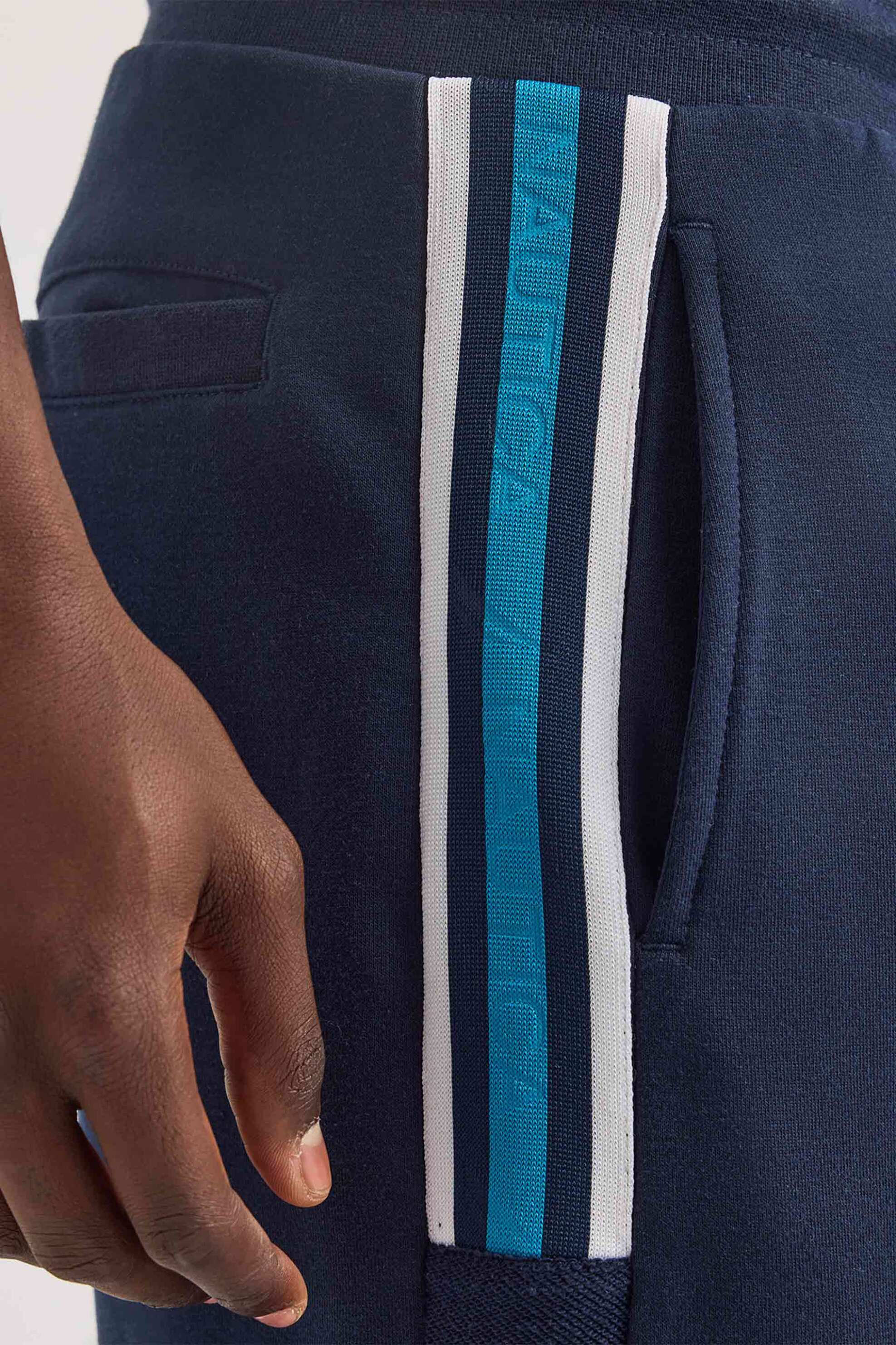 Nautica ανδρικό παντελόνι φόρμας με κεντημένο λογότυπο και contrast ρίγες στα πλαϊνά Classic Fit - N1S03445 Μπλε Σκούρο φωτογραφία