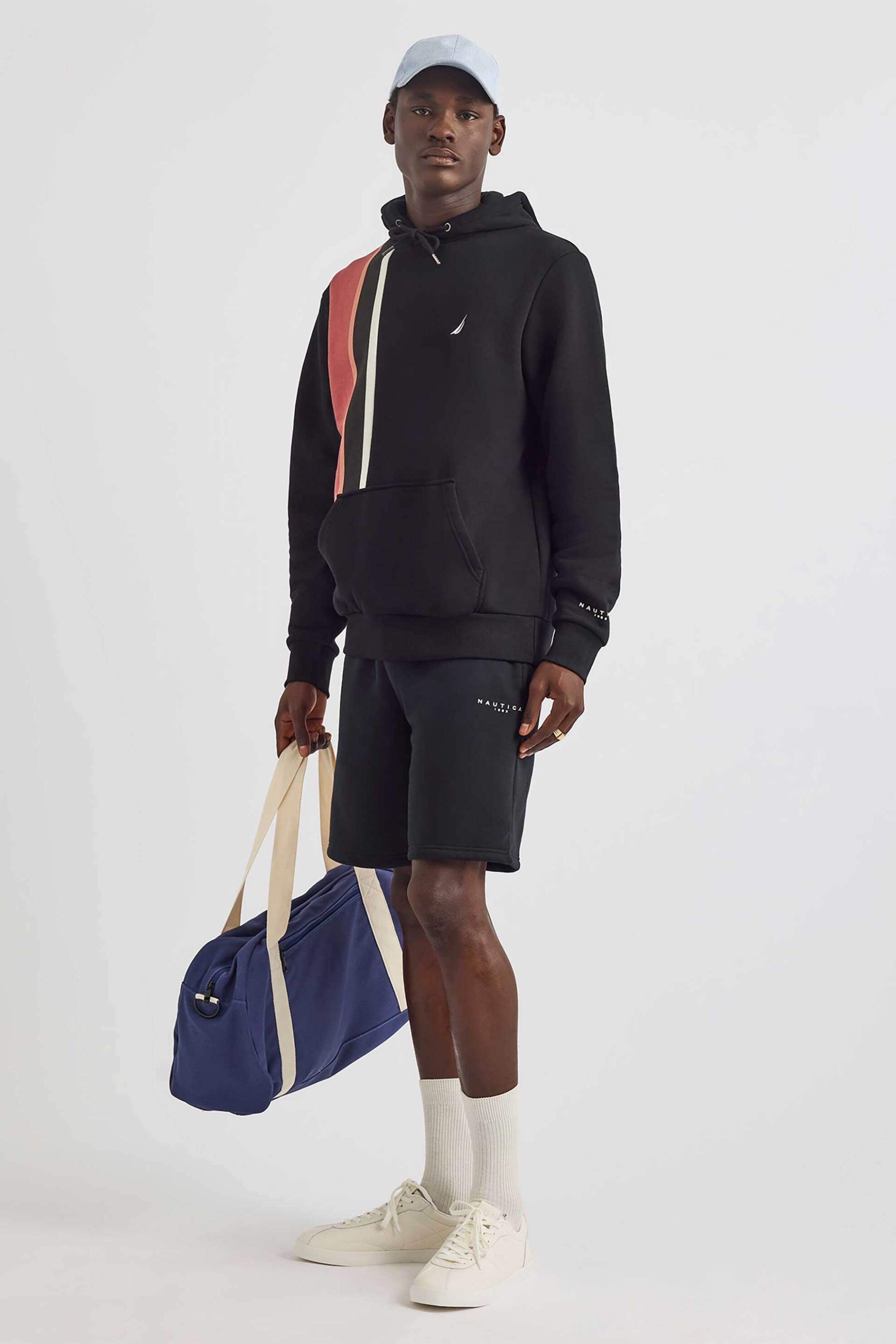 Nautica ανδρική μπλούζα φούτερ με κουκούλα και contrast λεπτομέρειες - N1S03470 Μαύρο φωτογραφία