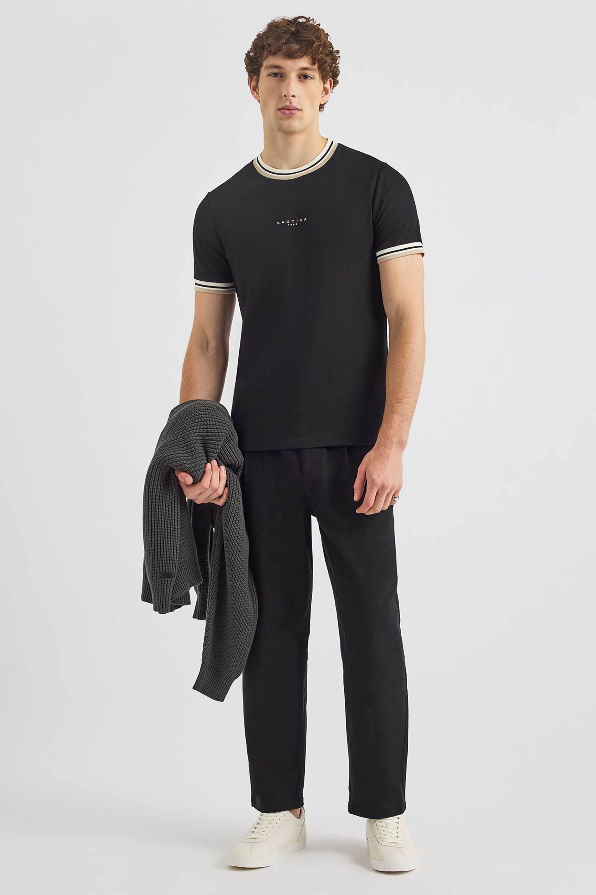 Nautica ανδρικό T-shirt με λογότυπο "Seaton" - N1S03473 Μαύρο φωτογραφία