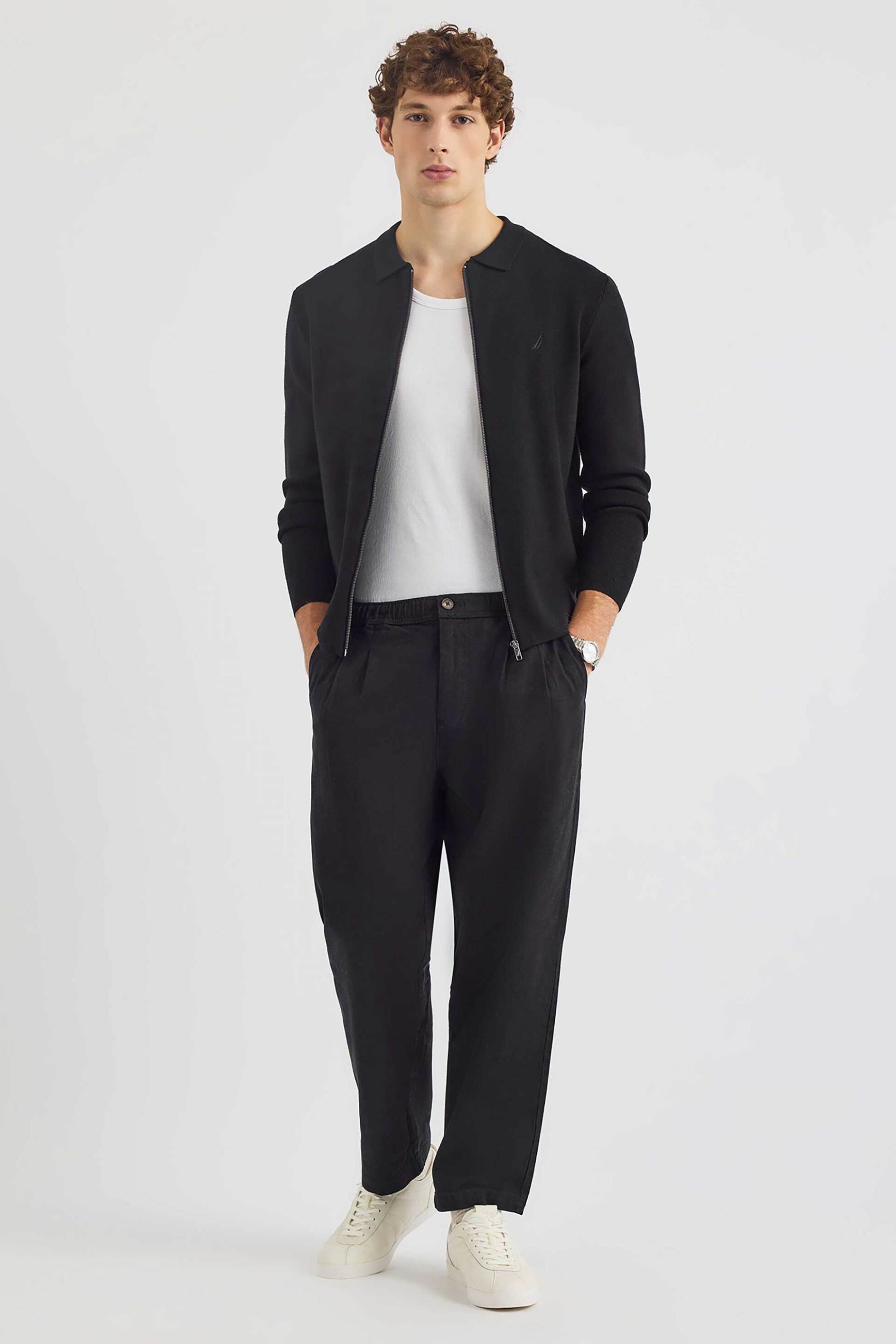 Nautica ανδρική πλεκτή ζακέτα με κεντημένο λογότυπο "Amar" - N1S03488 Μαύρο φωτογραφία