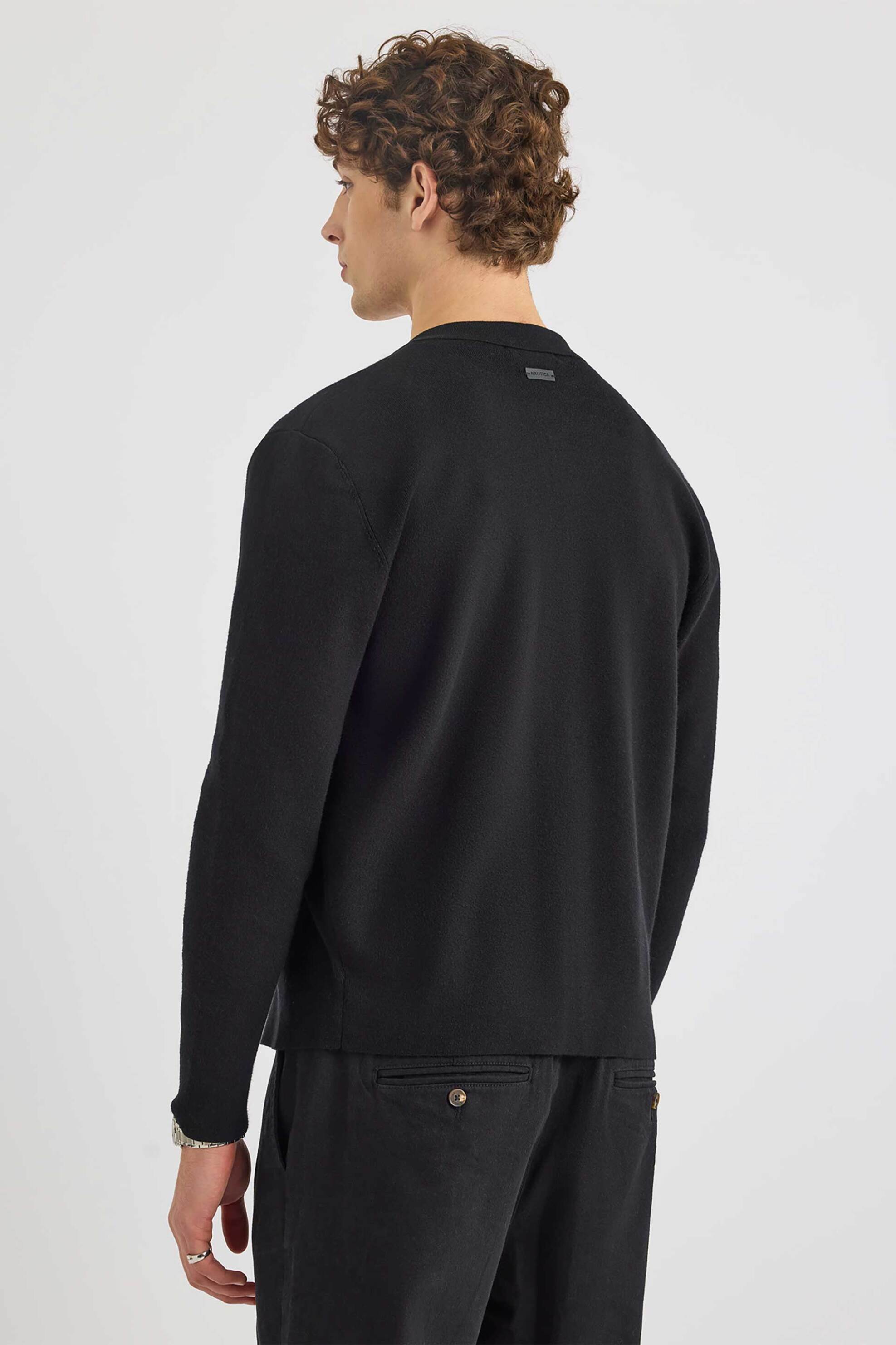 Nautica ανδρική πλεκτή ζακέτα με κεντημένο λογότυπο "Amar" - N1S03488 Μαύρο φωτογραφία