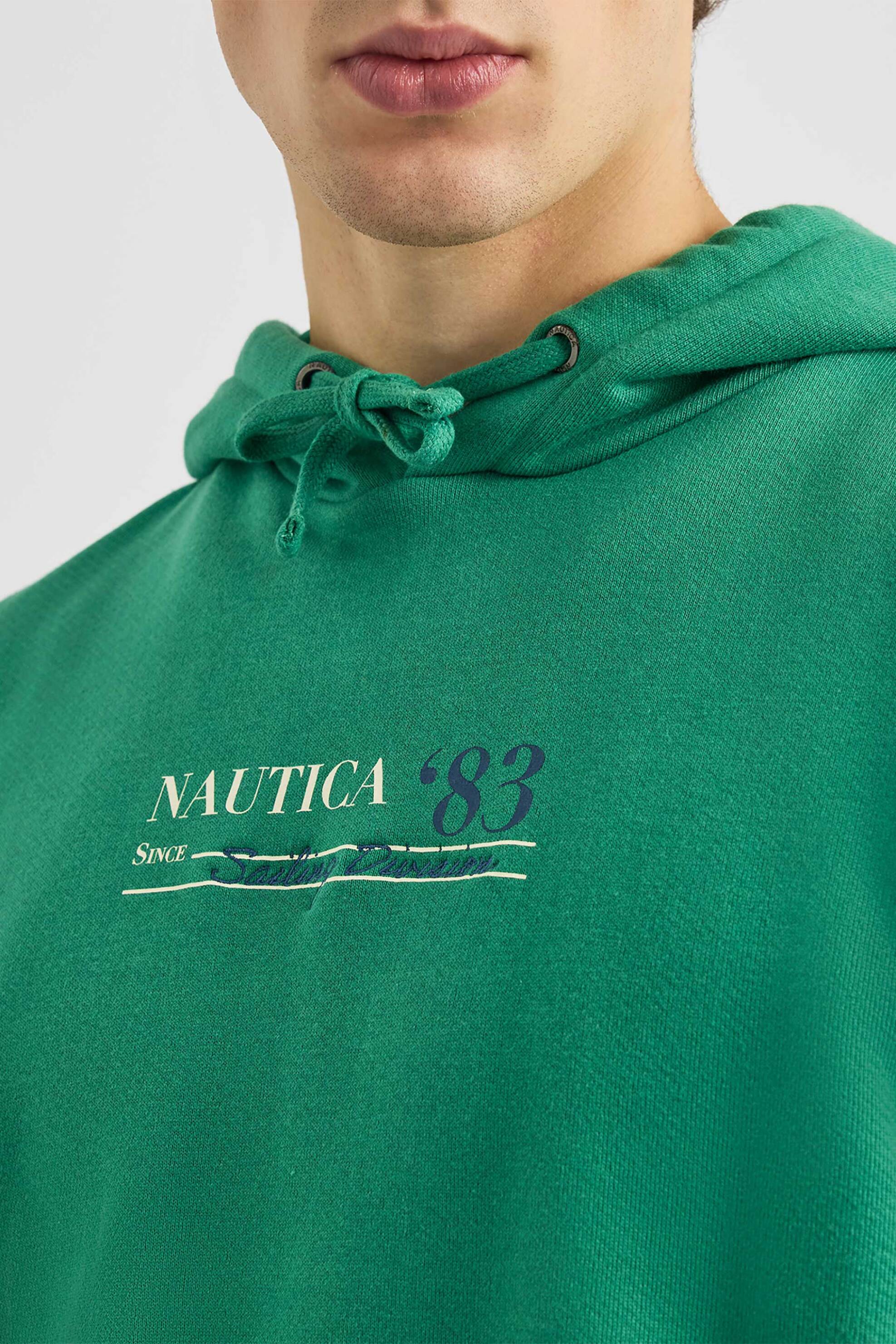 Nautica ανδρική μπλούζα φούτερ με κουκούλα και λογότυπο - N1S03499 Πράσινο Σμαραγδί φωτογραφία