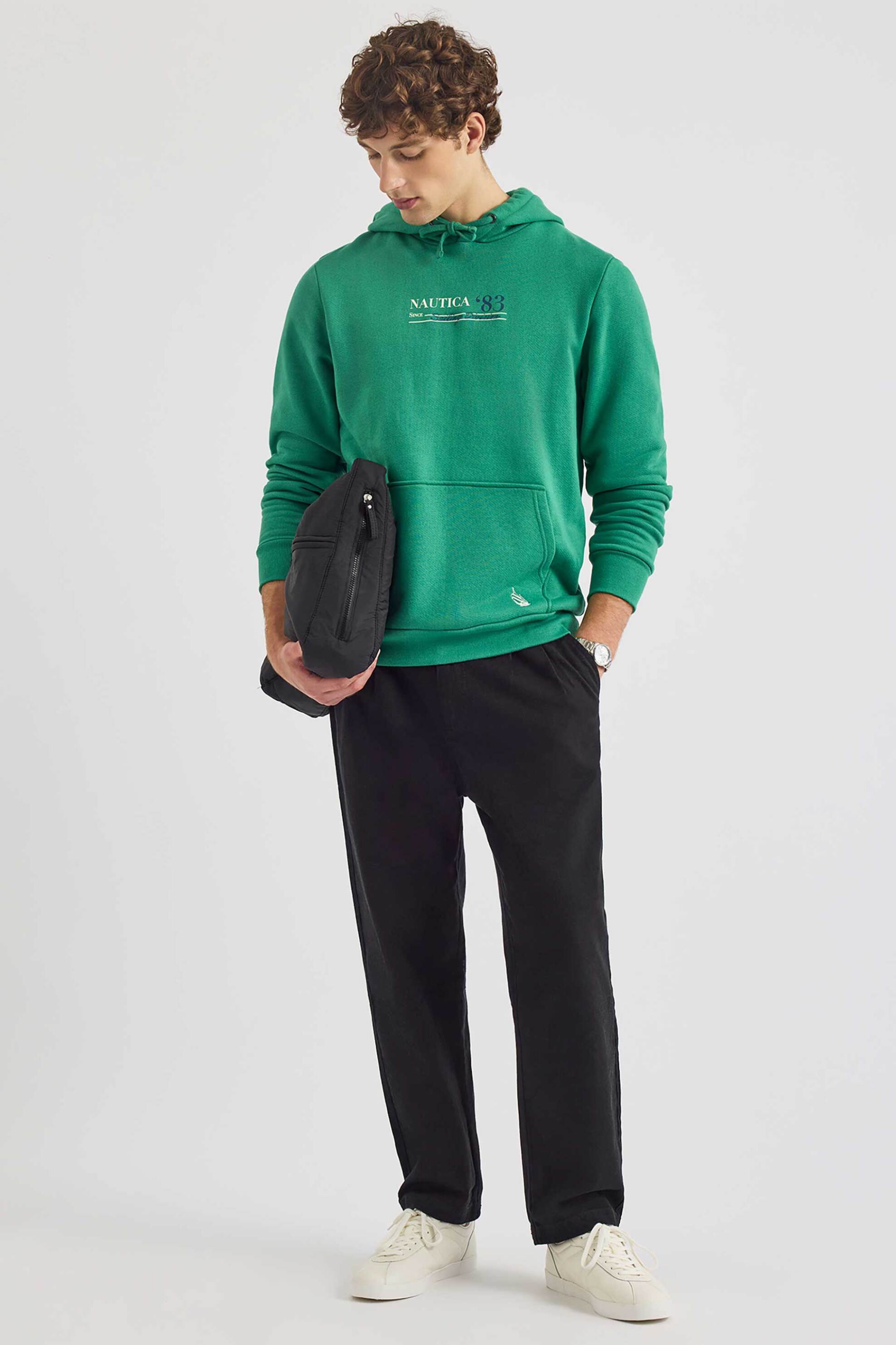 Nautica ανδρική μπλούζα φούτερ με κουκούλα και λογότυπο - N1S03499 Πράσινο Σμαραγδί φωτογραφία