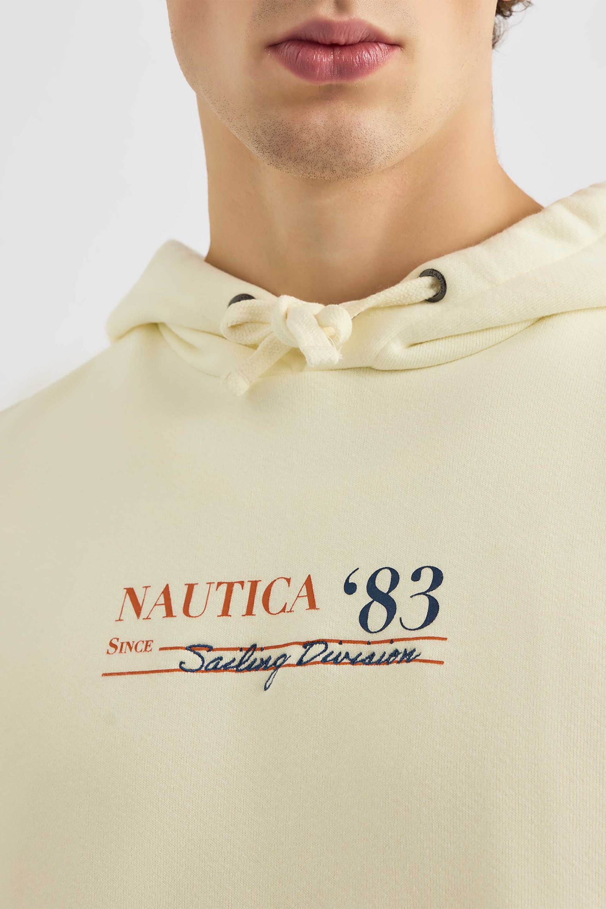 Nautica ανδρική μπλούζα φούτερ με κουκούλα και λογότυπο - N1S03499 Εκρού φωτογραφία