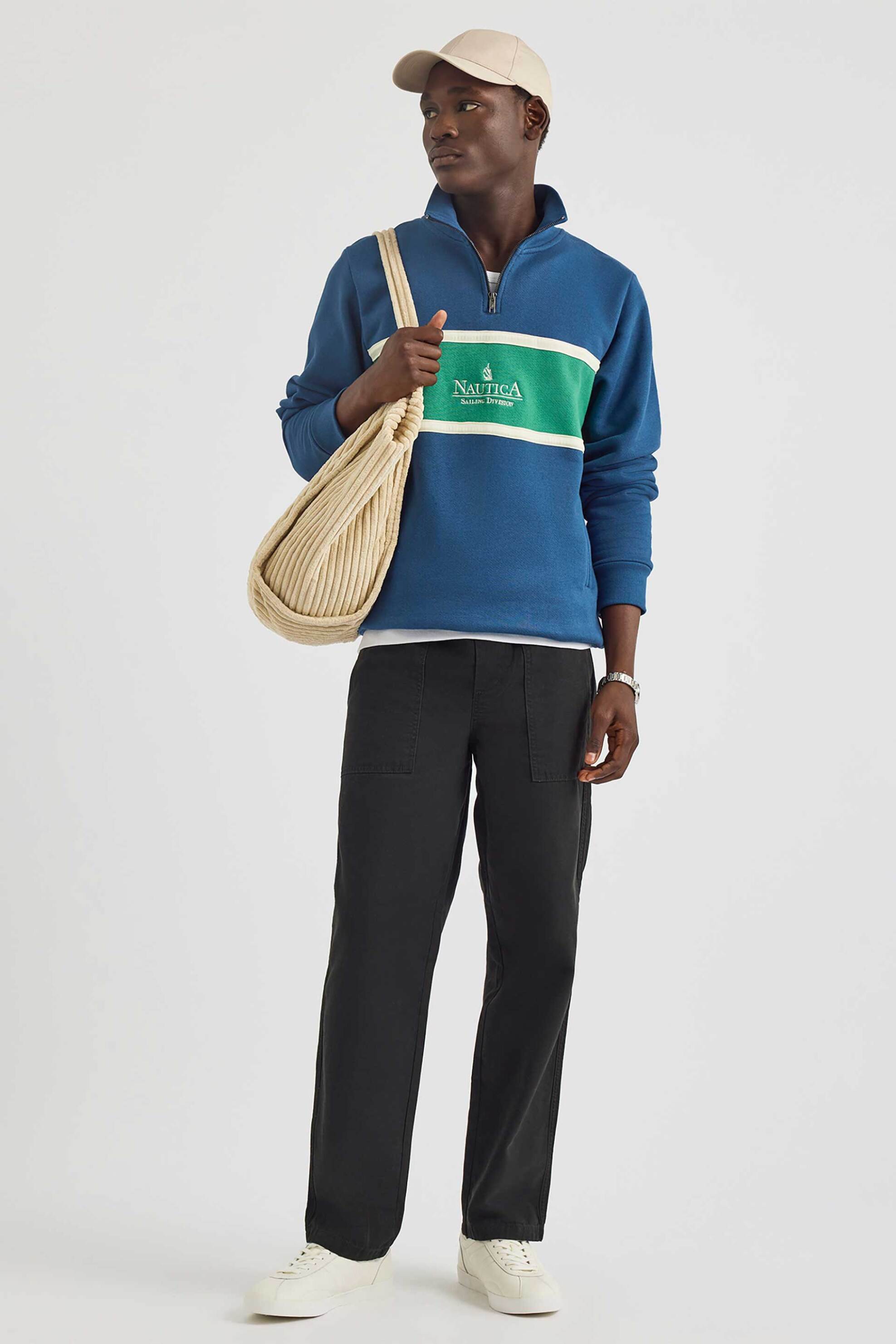 Nautica ανδρική μπλούζα φούτερ με ψηλό λαιμό και contrast λεπτομέρειες - N1S03502 Μπλε φωτογραφία