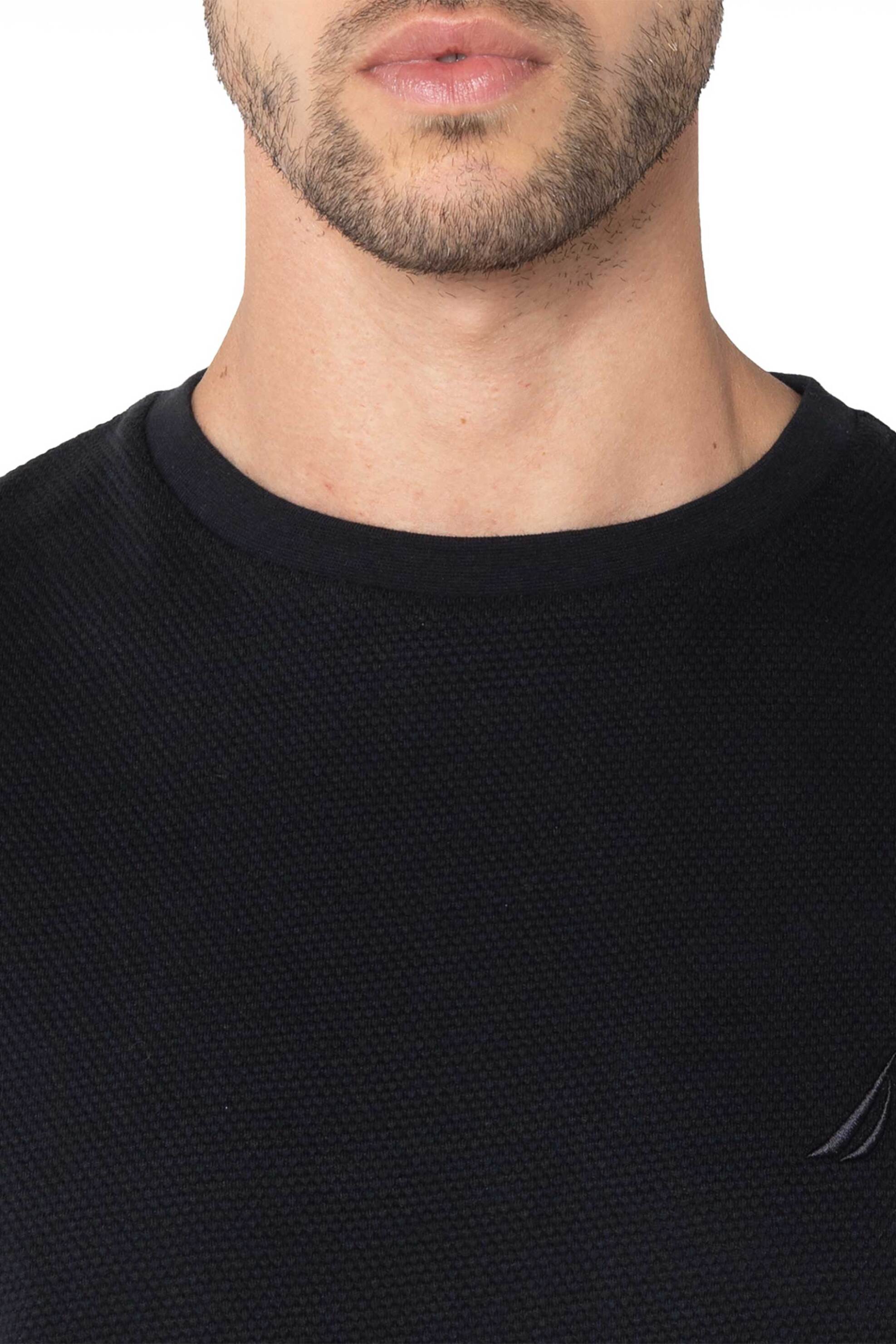 Nautica ανδρικό T-shirt με κεντημένο λογότυπο - N1T03867 Μαύρο φωτογραφία