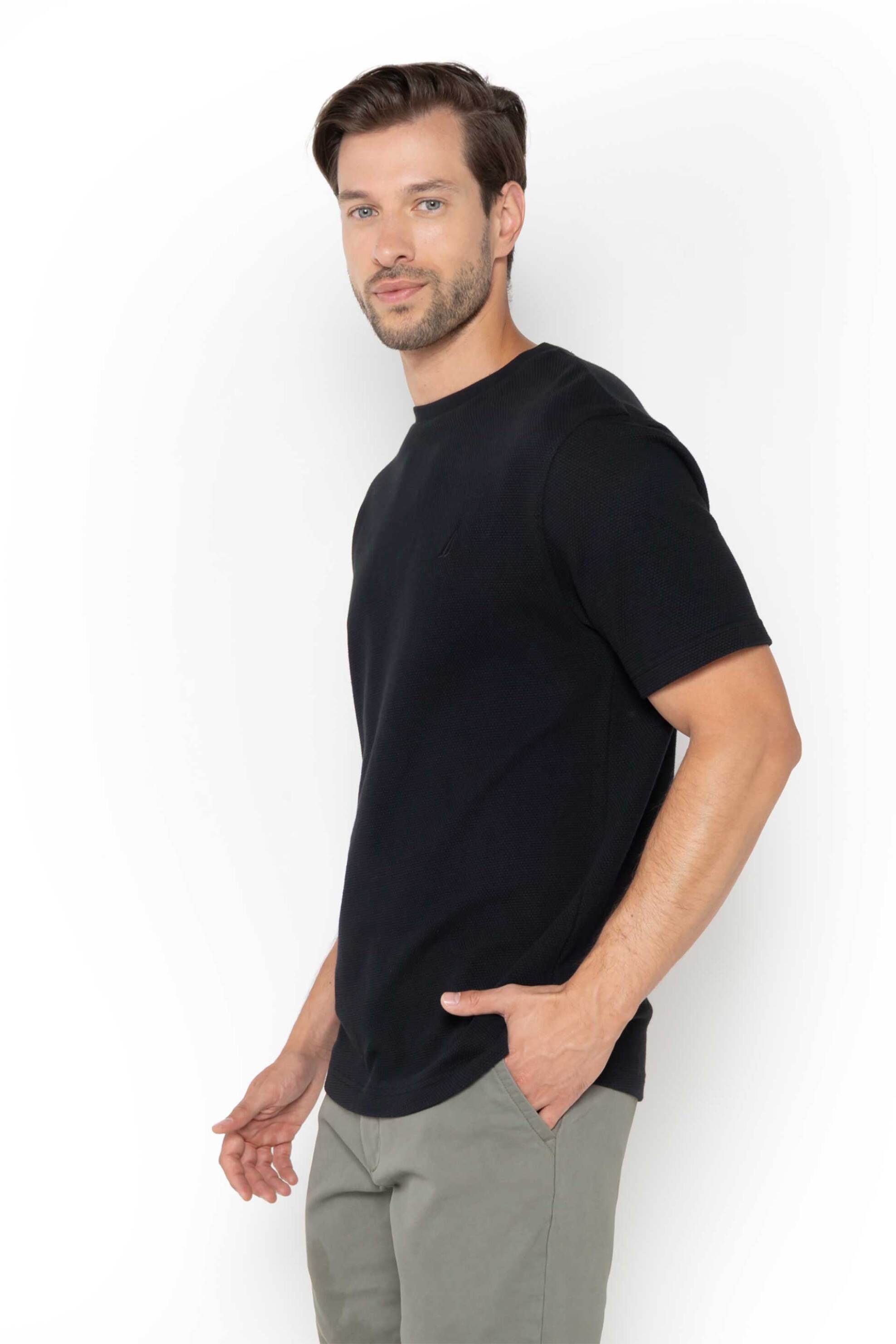 Nautica ανδρικό T-shirt με κεντημένο λογότυπο - N1T03867 Μαύρο φωτογραφία