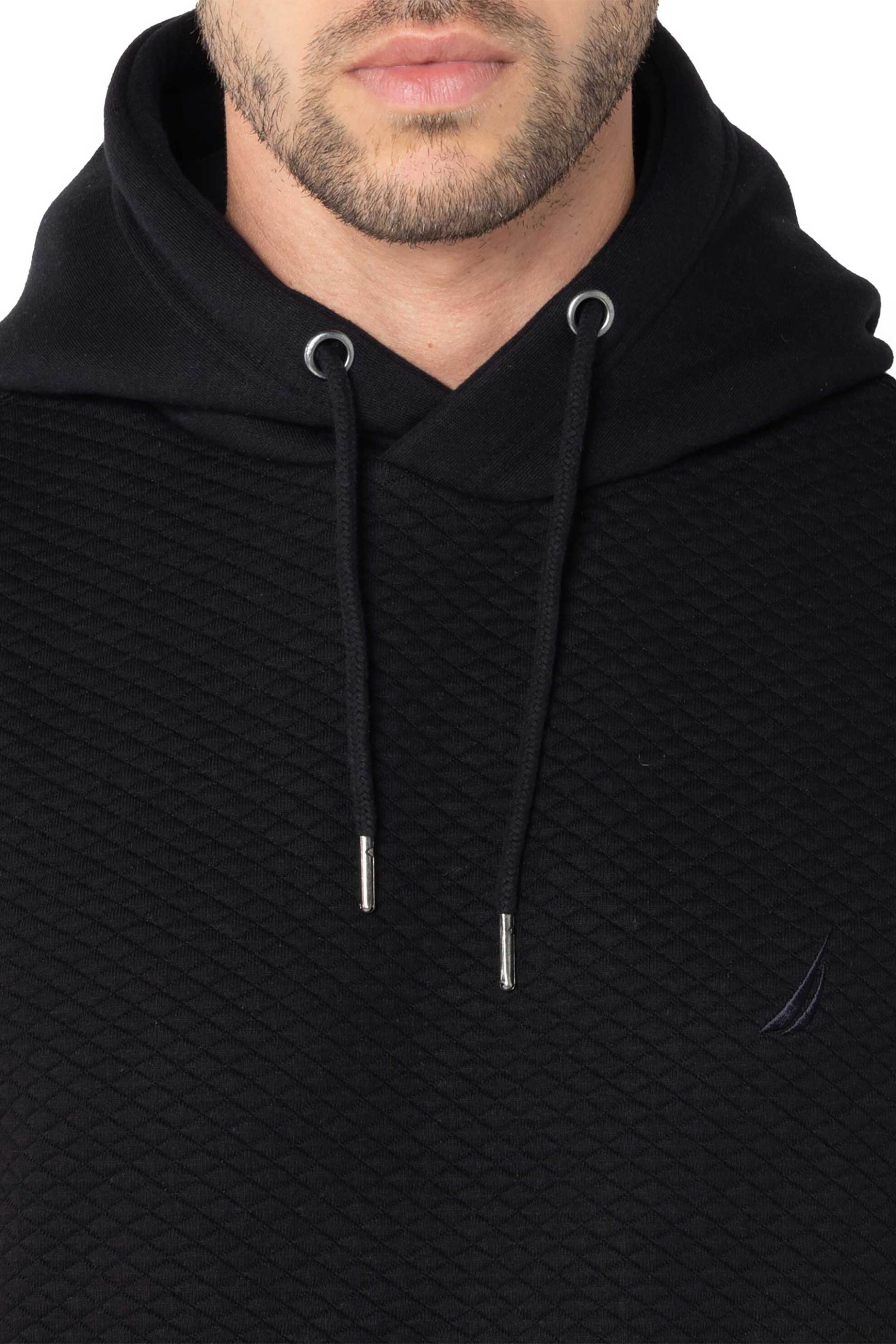 Nautica ανδρική μπλούζα φούτερ με ανάγλυφο σχέδιο, κουκούλα και κεντημένο λογότυπο - N1T03871 Μαύρο φωτογραφία