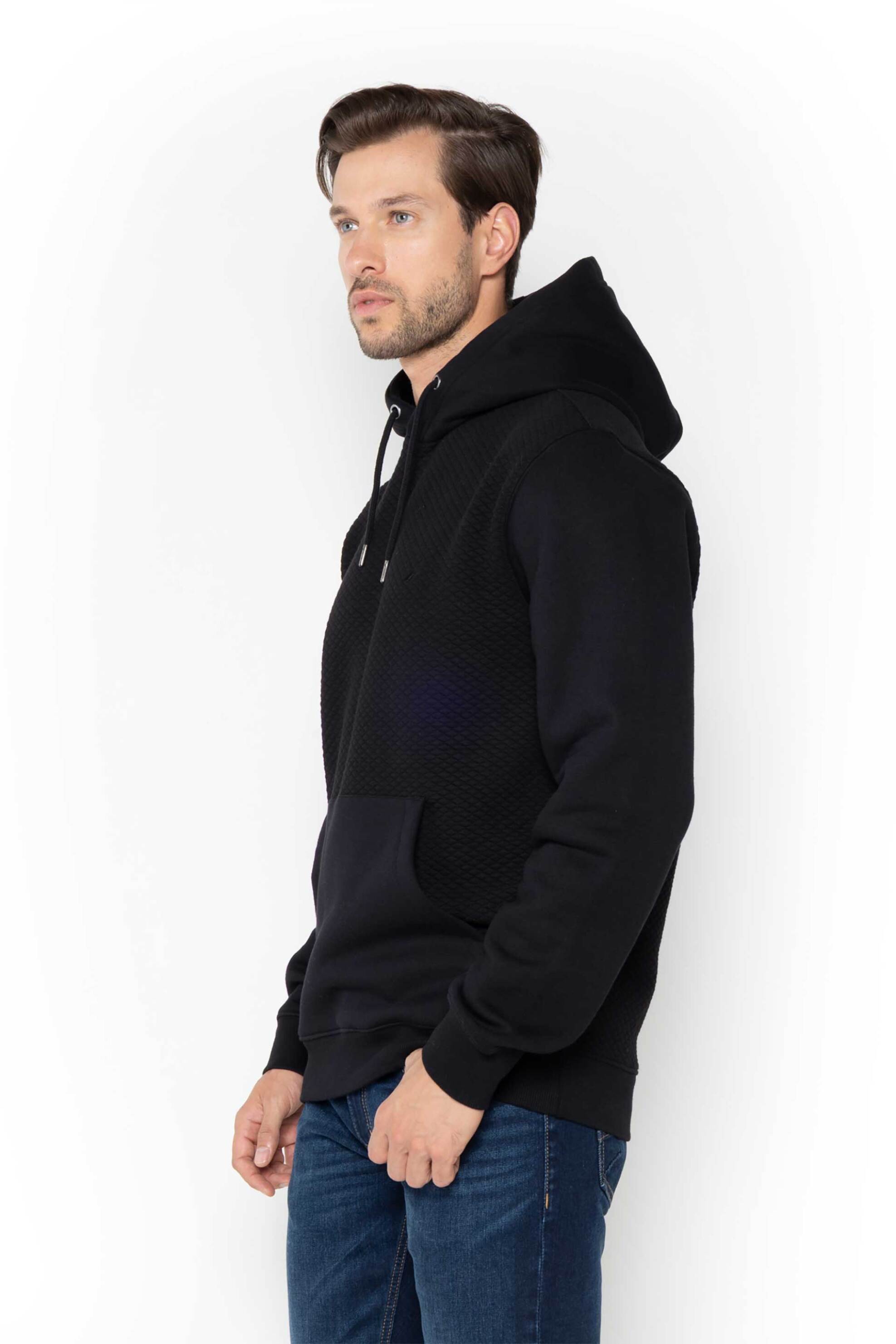 Nautica ανδρική μπλούζα φούτερ με ανάγλυφο σχέδιο, κουκούλα και κεντημένο λογότυπο - N1T03871 Μαύρο φωτογραφία